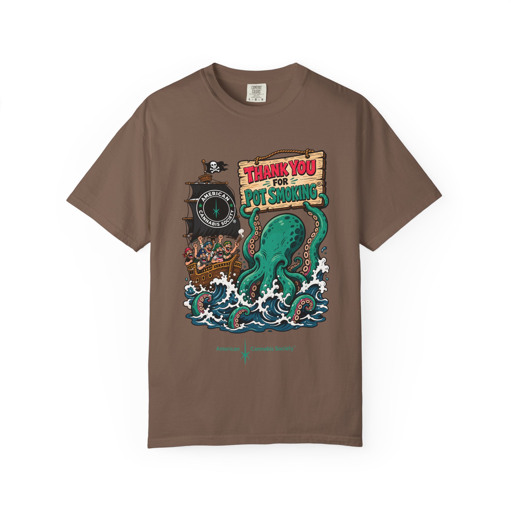 Octopus Pirate Graphic T-Shirt — Thank You For Pot Smoking® Vintage Nautical Tee - Image 21