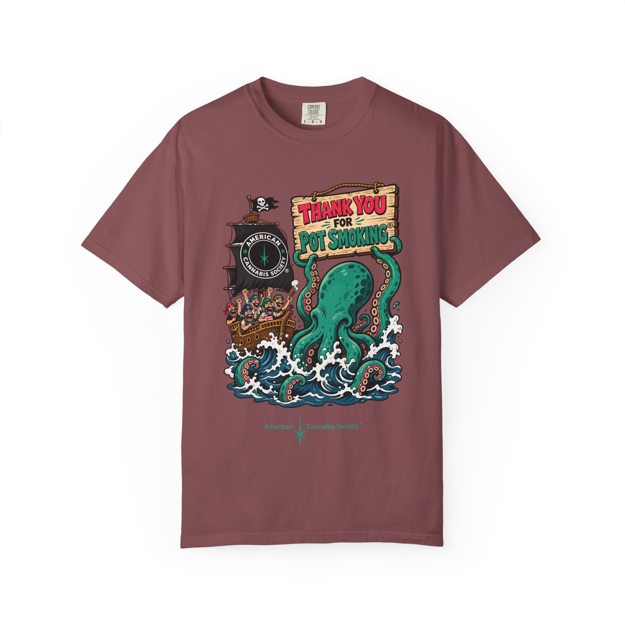 Octopus Pirate Graphic T-Shirt — Thank You For Pot Smoking® Vintage Nautical Tee - Image 9