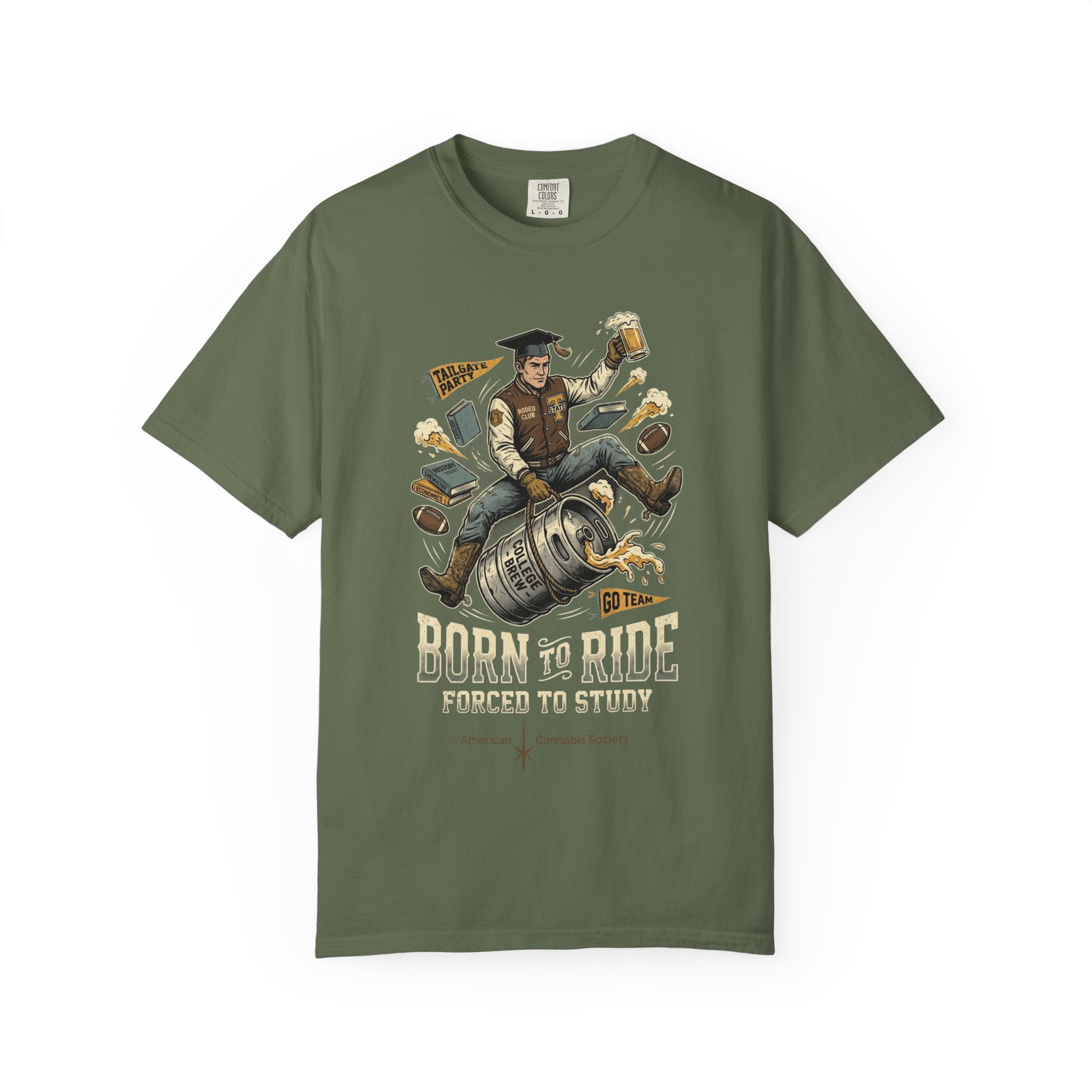 Born to Ride, Forced to Study — College Tailgate Graphic T-Shirt - Image 37