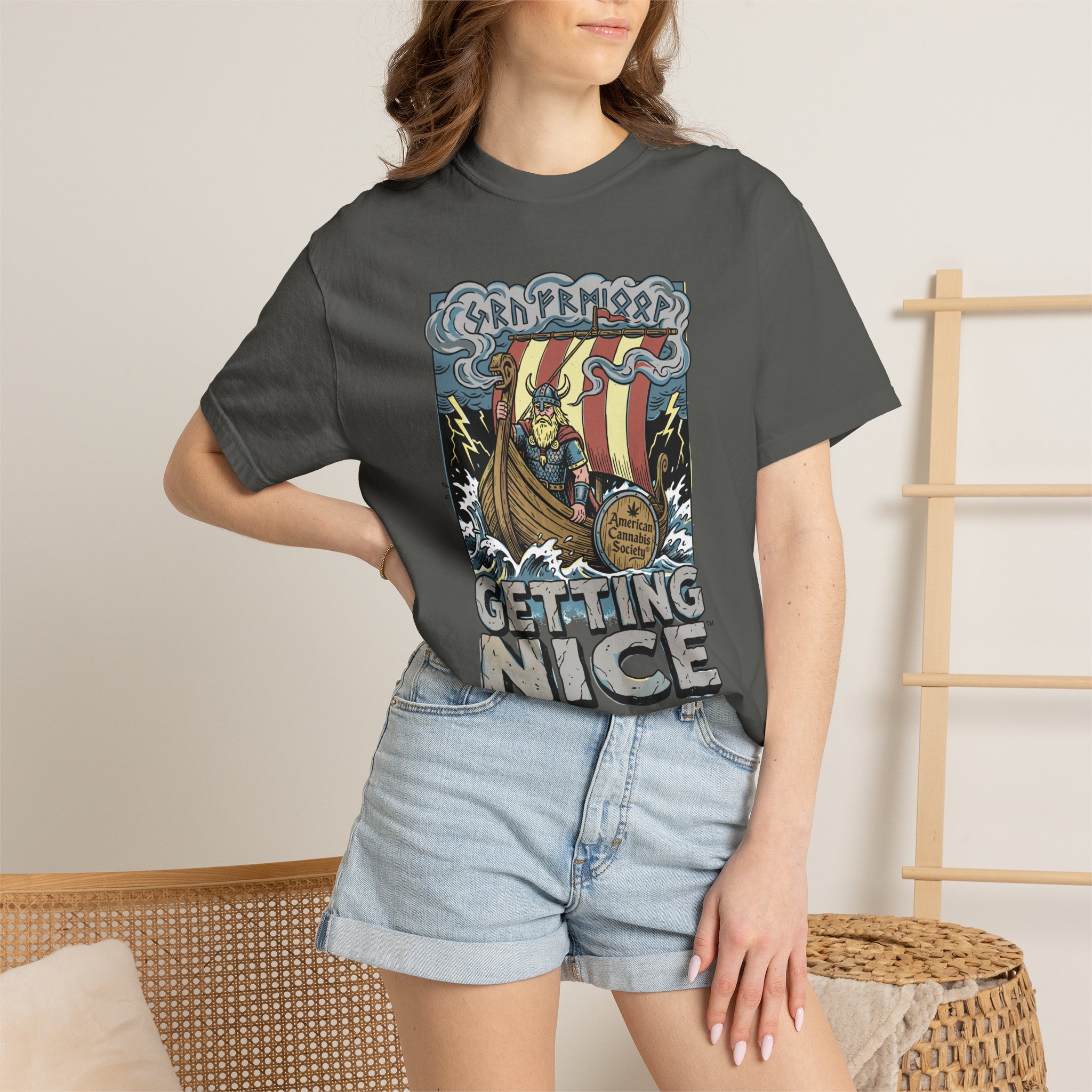 Viking Ship 'Getting Nice' Graphic T‑Shirt — Retro Norse Adventure Tee - Image 39