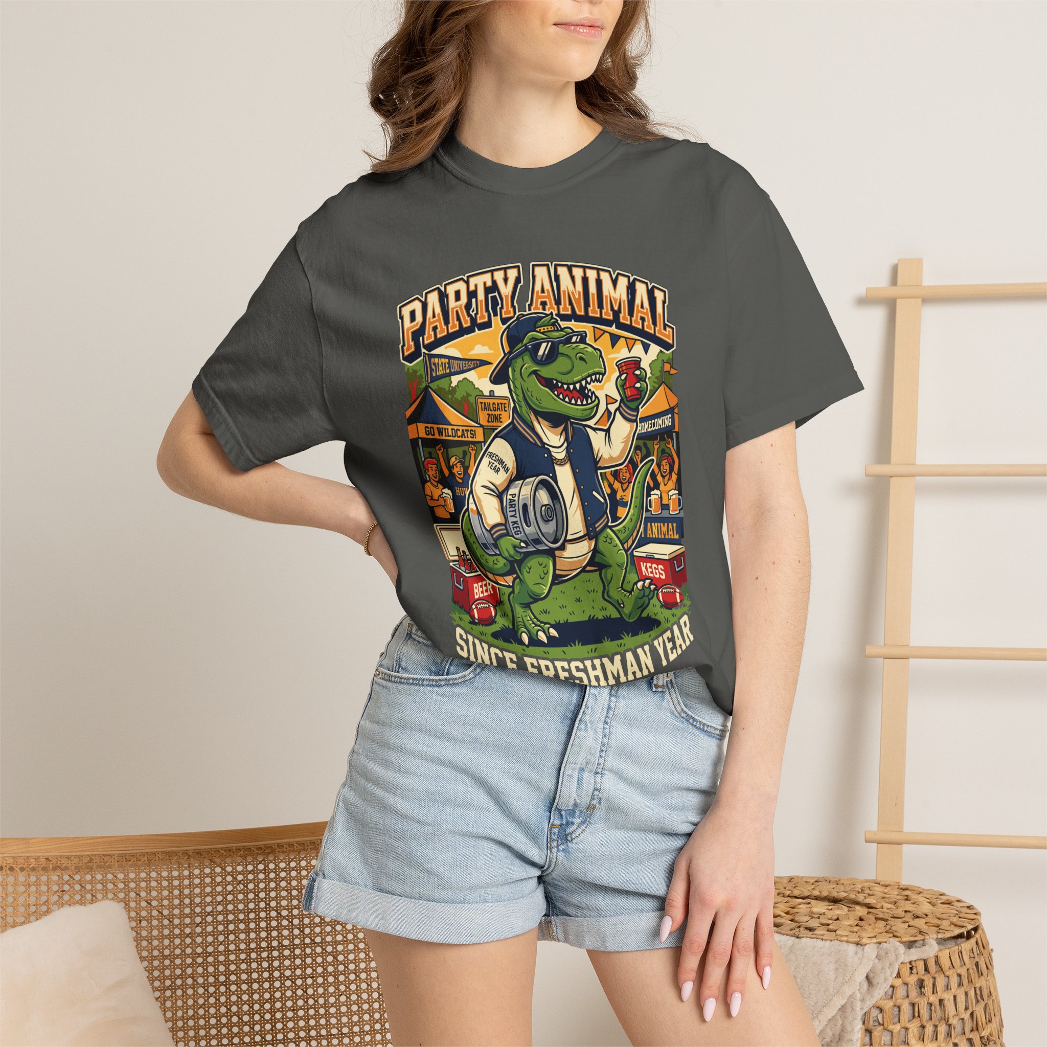 Party Animal T-Shirt — Dinosaur BBQ Beer Graphic Tee - Image 28