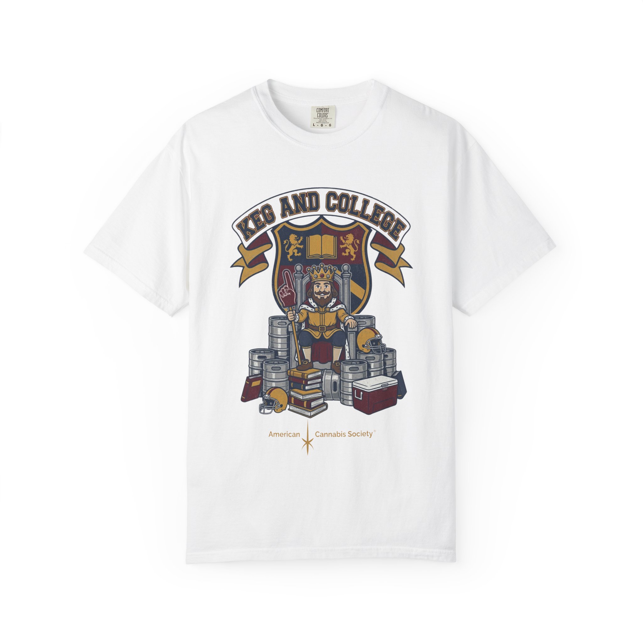 Keg and College T-Shirt — Vintage Crest Graphic Tee - Image 5