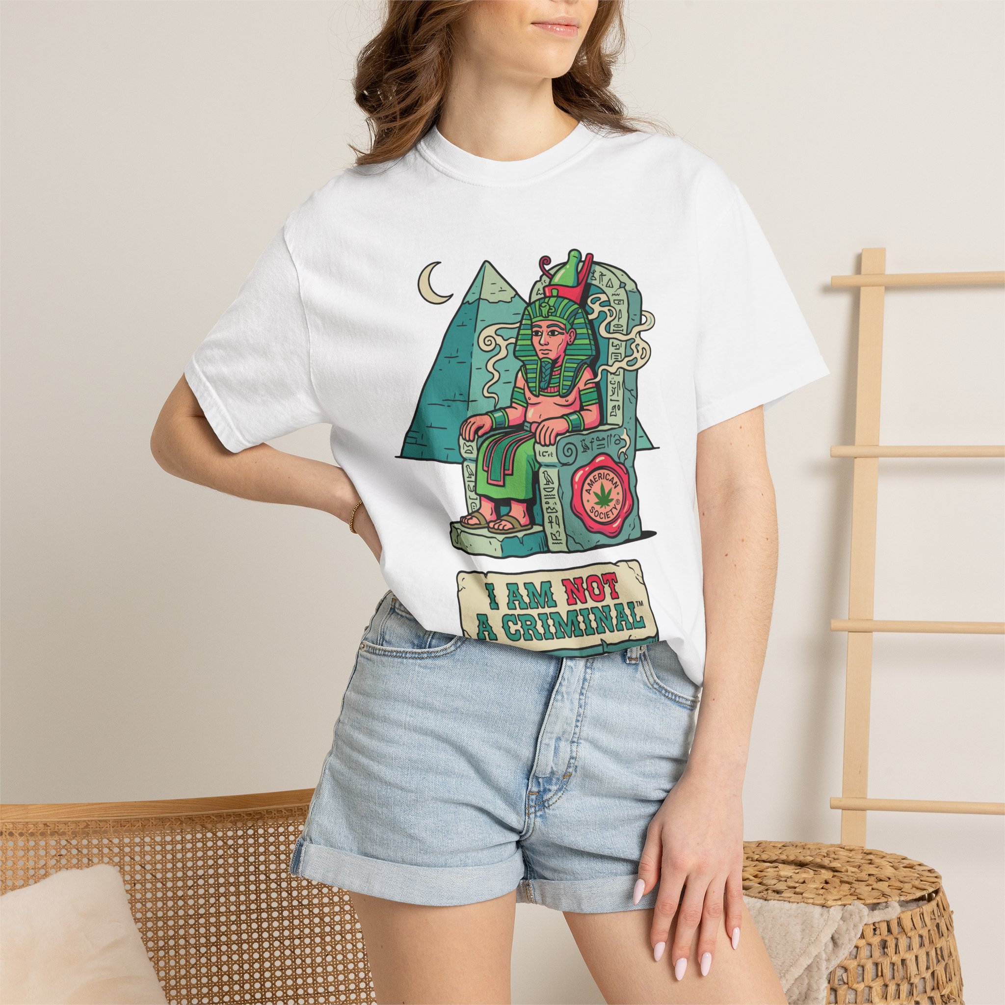 I Am Not a Criminal™ Pharaoh Tee — Ancient Royalty Cannabis Graphic - Image 4