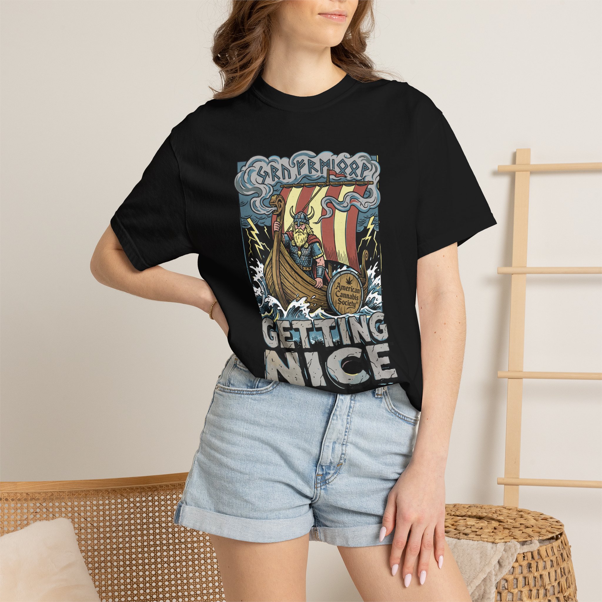 Viking Ship 'Getting Nice' Graphic T‑Shirt — Retro Norse Adventure Tee - Image 51