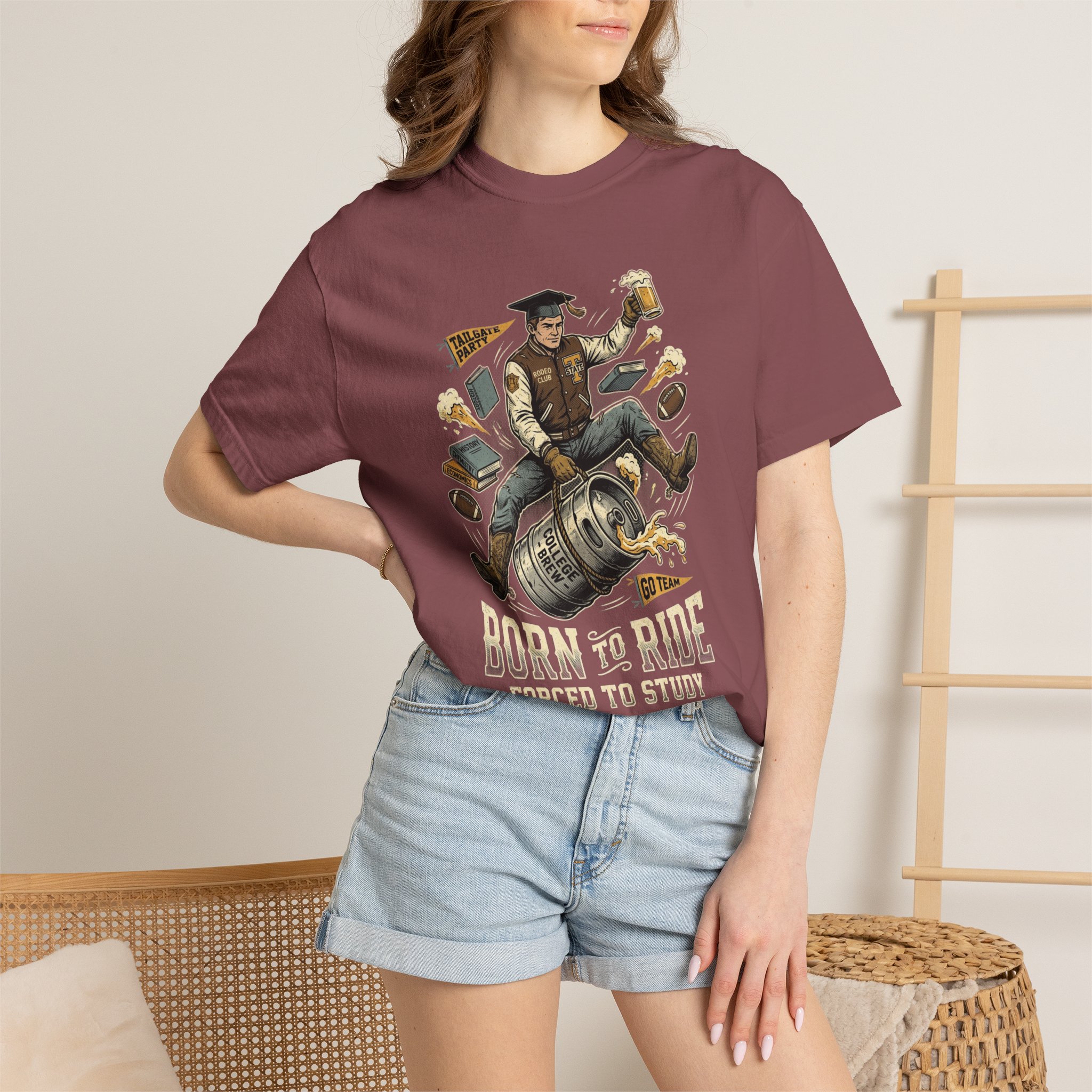 Born to Ride, Forced to Study — College Tailgate Graphic T-Shirt - Image 16