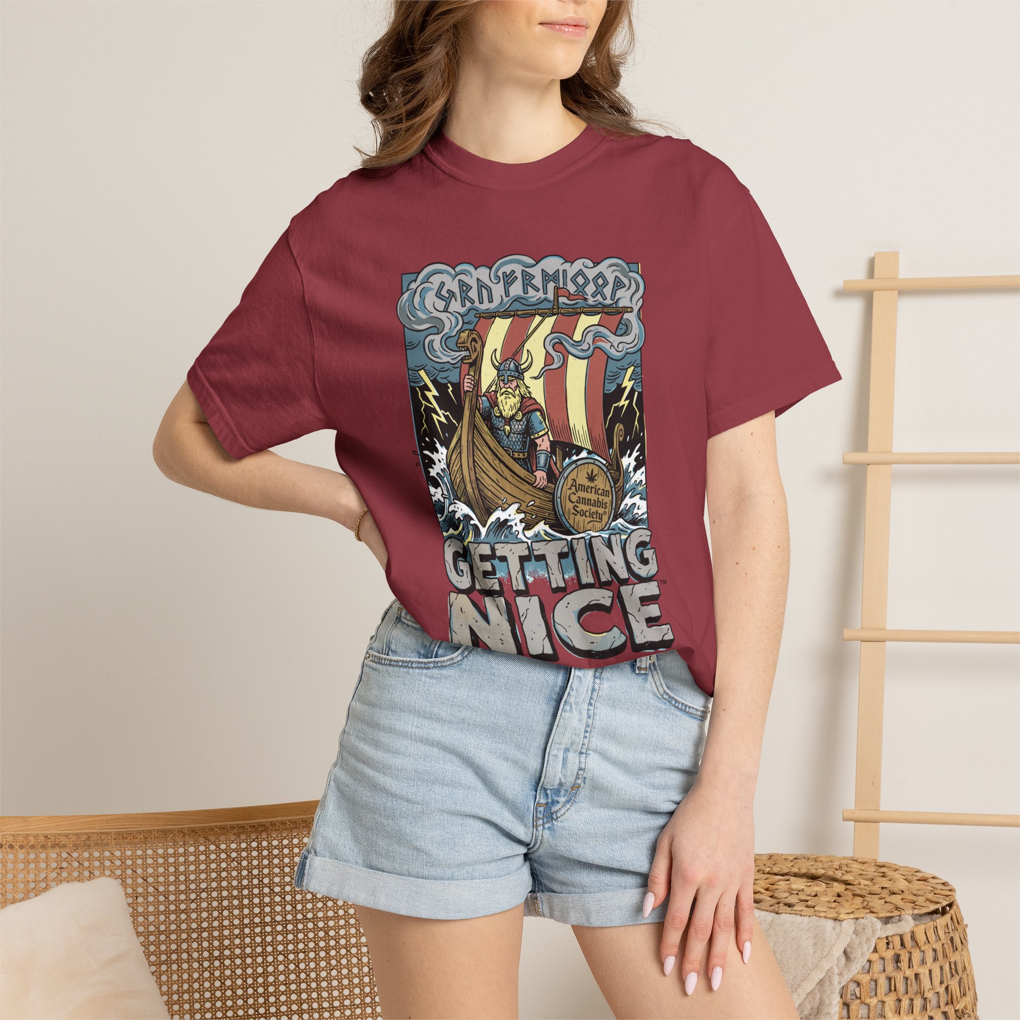 Viking Ship 'Getting Nice' Graphic T‑Shirt — Retro Norse Adventure Tee - Image 57