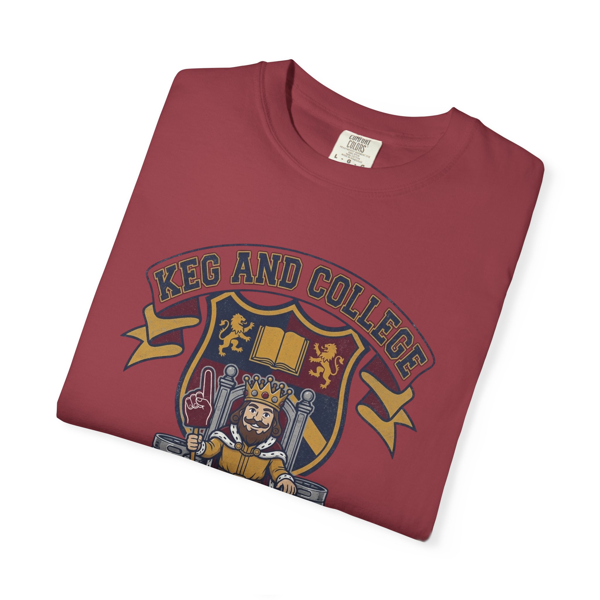 Keg and College T-Shirt — Vintage Crest Graphic Tee - Image 55