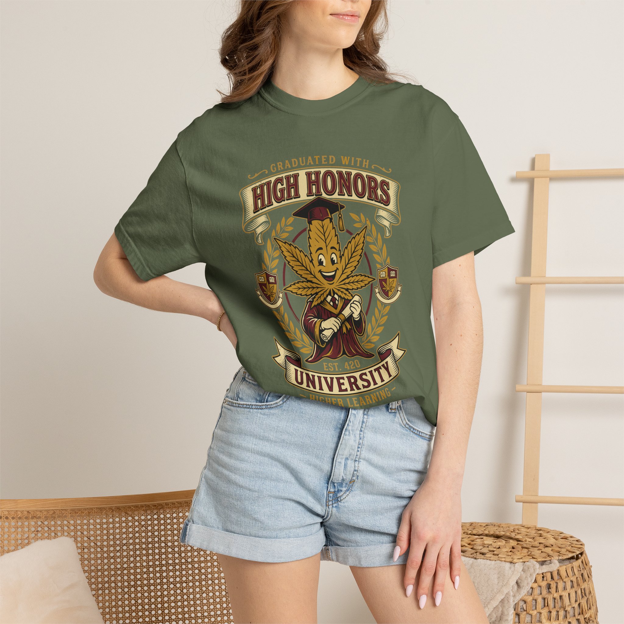 High Honors University T-Shirt — "Graduated with High Honors" Retro Marijuana College Tee - Image 40