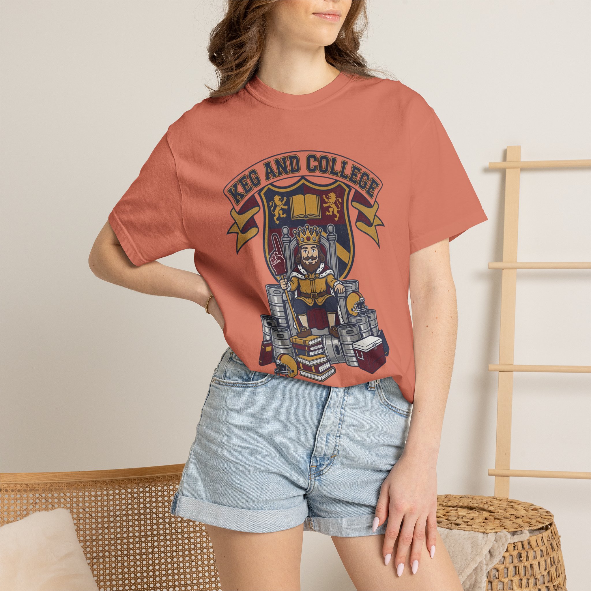 Keg and College T-Shirt — Vintage Crest Graphic Tee - Image 12