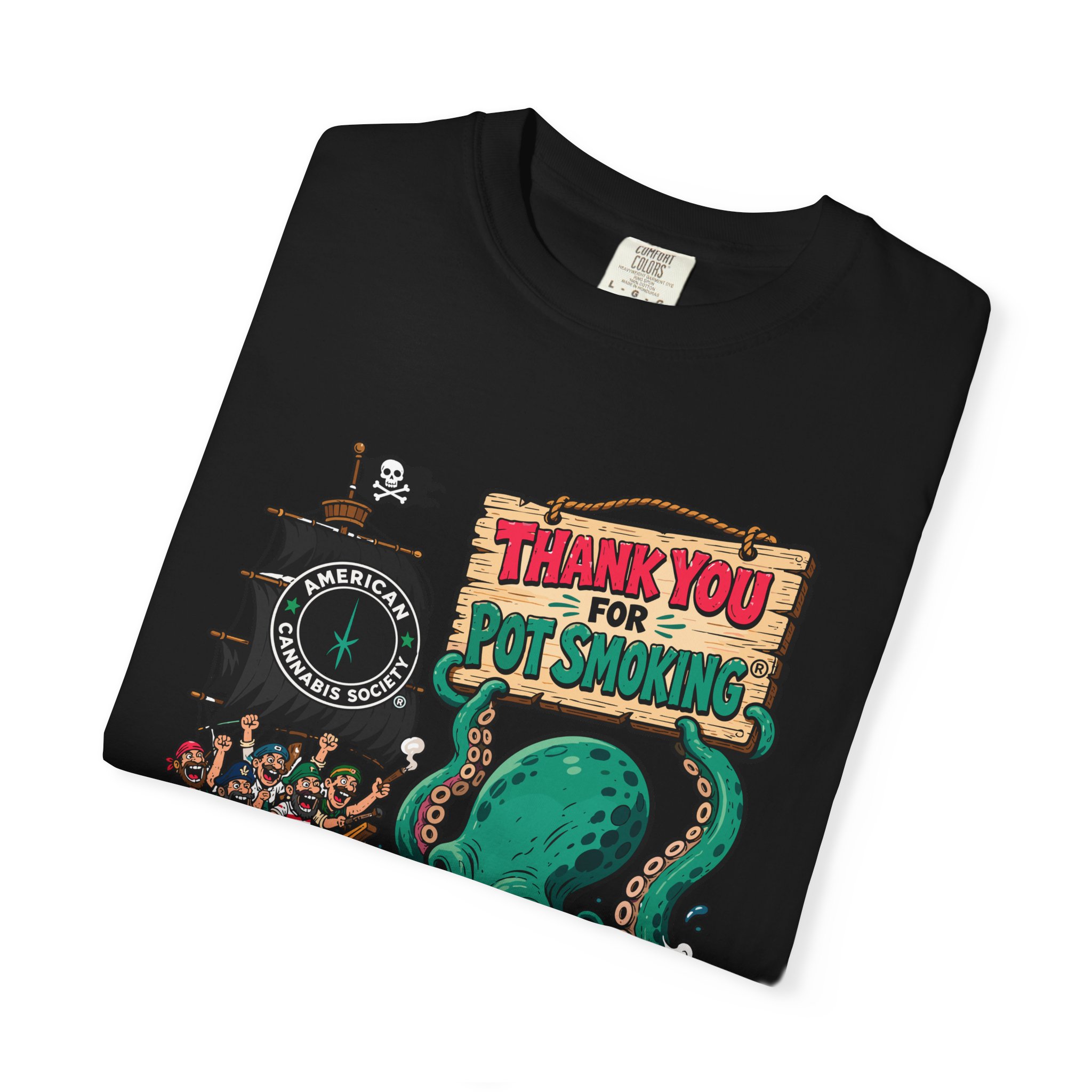 Octopus Pirate Graphic T-Shirt — Thank You For Pot Smoking® Vintage Nautical Tee - Image 47