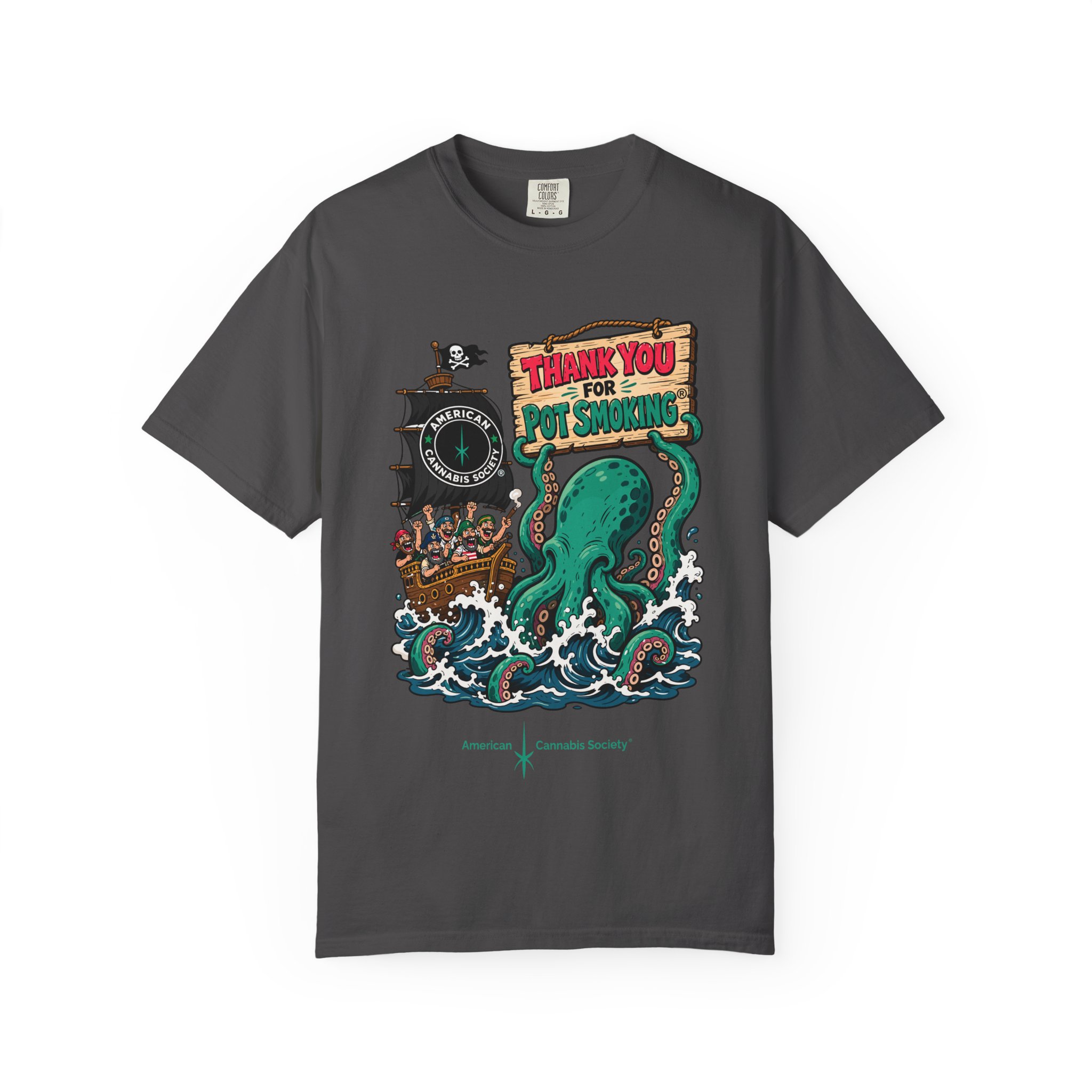 Octopus Pirate Graphic T-Shirt — Thank You For Pot Smoking® Vintage Nautical Tee - Image 41