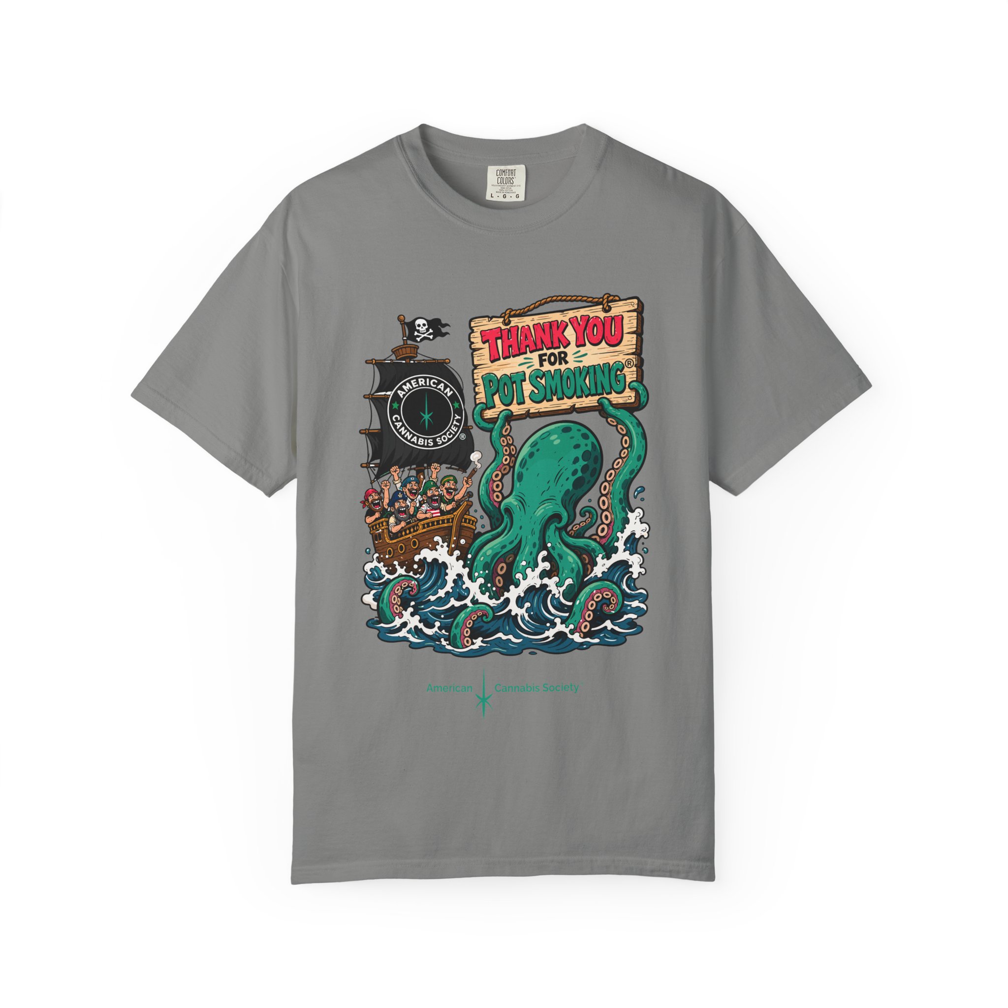 Octopus Pirate Graphic T-Shirt — Thank You For Pot Smoking® Vintage Nautical Tee - Image 37