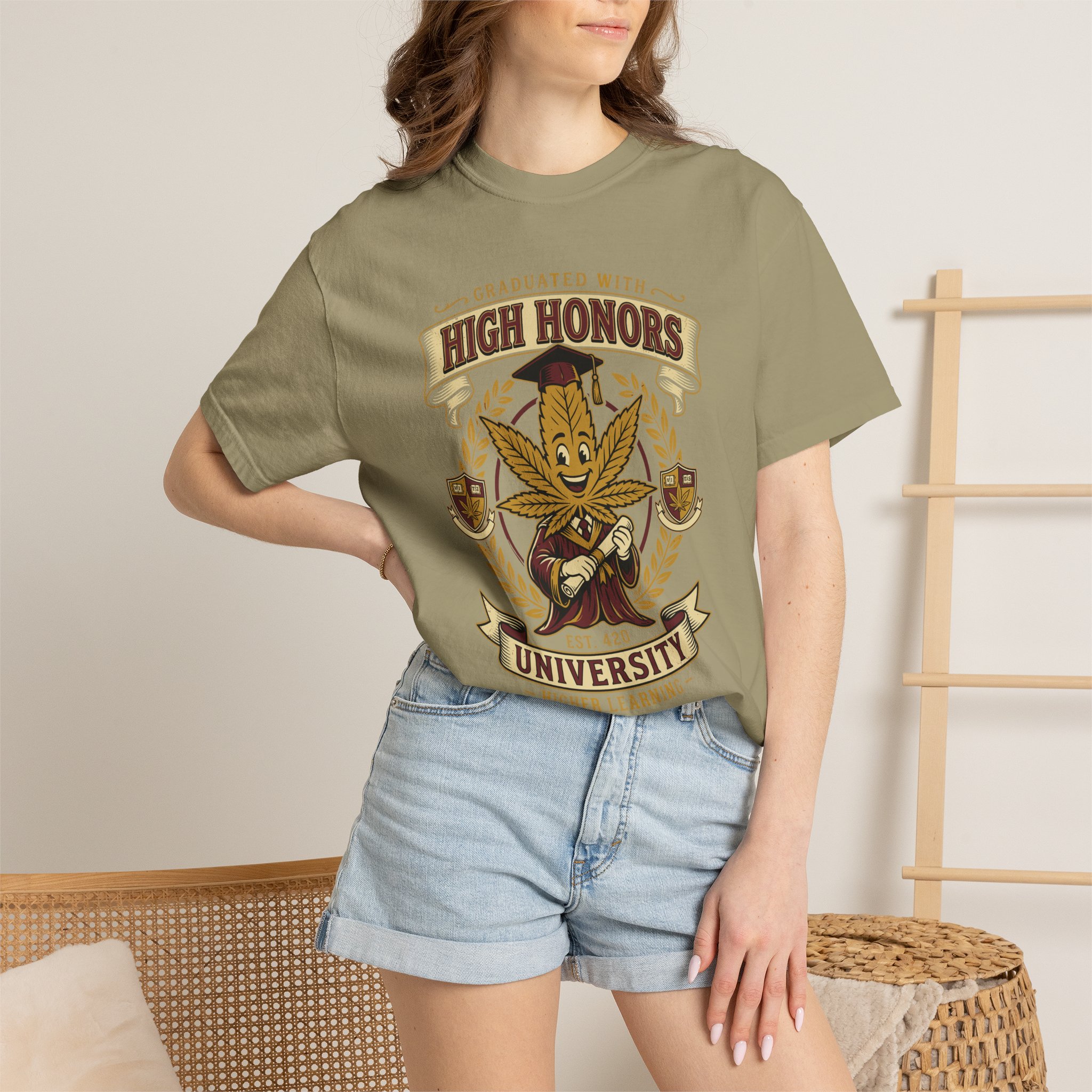 High Honors University T-Shirt — "Graduated with High Honors" Retro Marijuana College Tee - Image 24