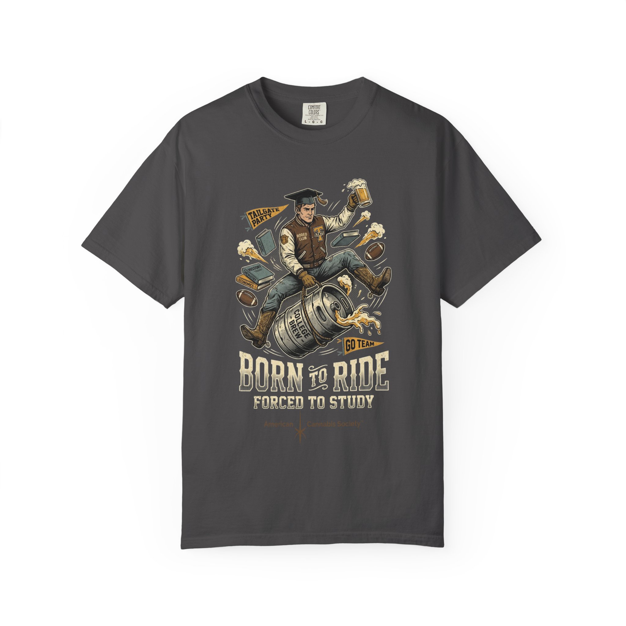 Born to Ride, Forced to Study — College Tailgate Graphic T-Shirt - Image 45