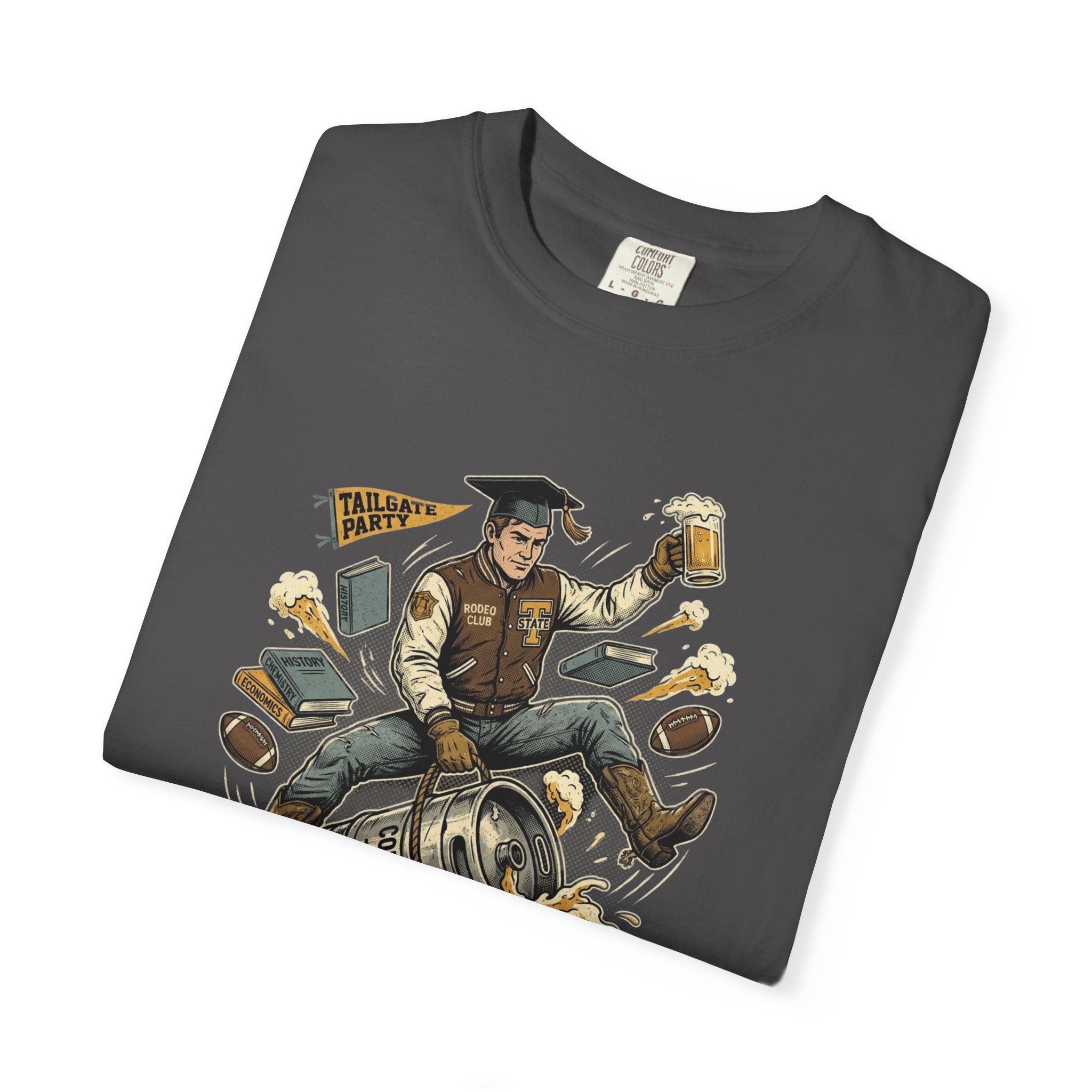 Born to Ride, Forced to Study — College Tailgate Graphic T-Shirt - Image 47