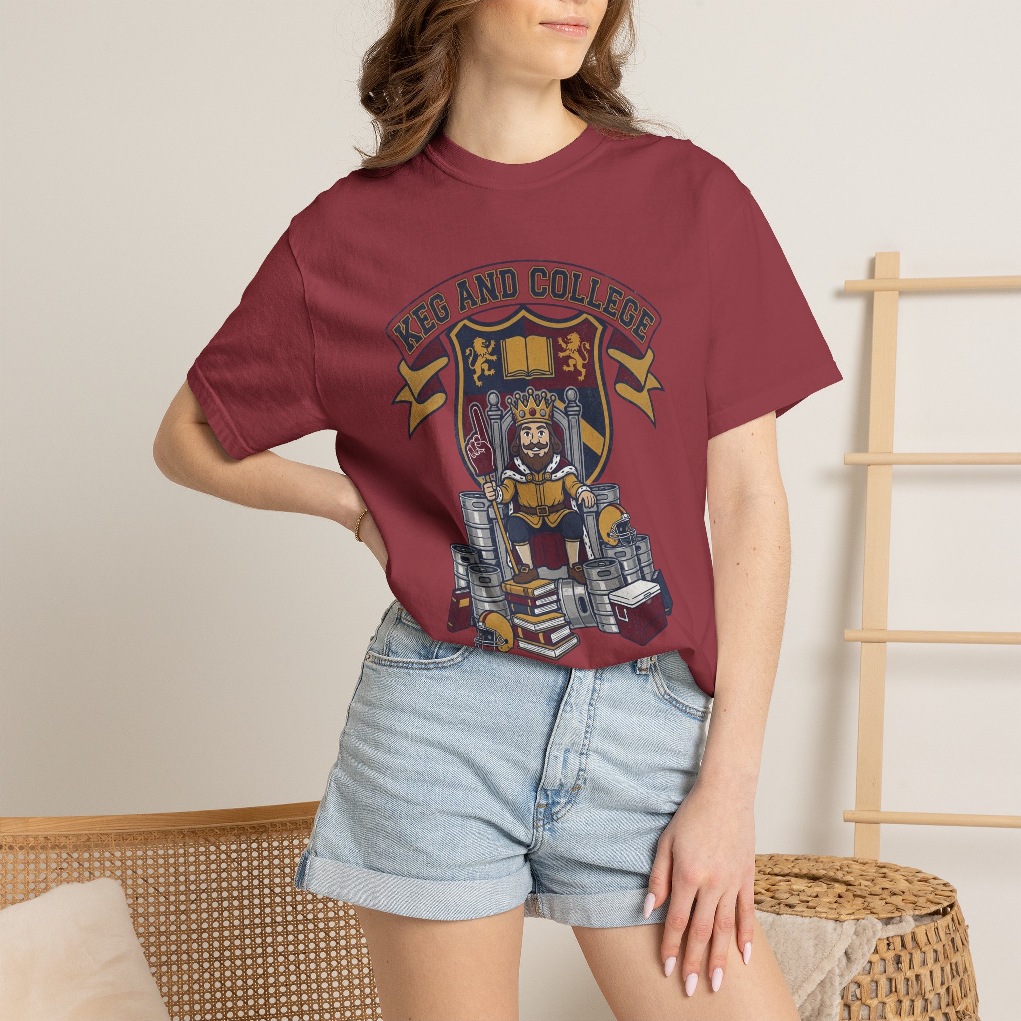 Keg and College T-Shirt — Vintage Crest Graphic Tee - Image 56