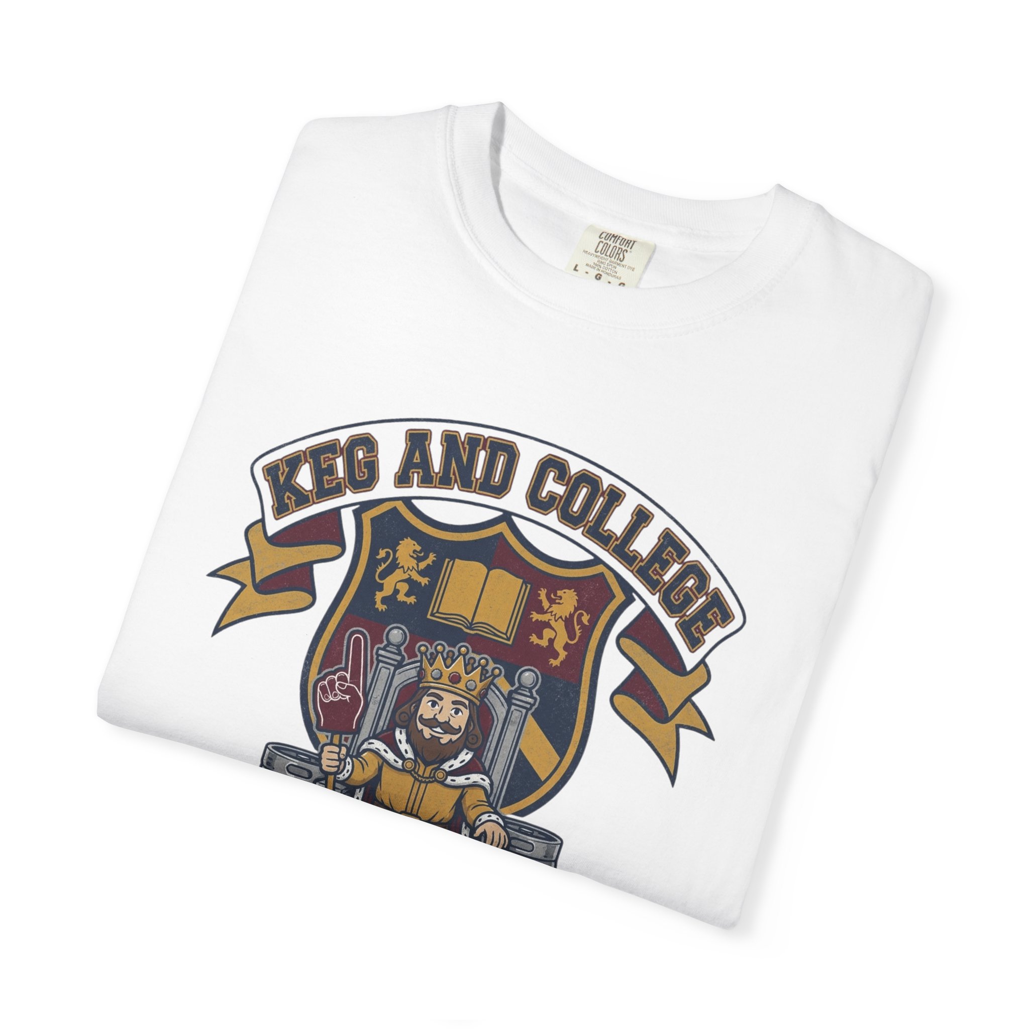 Keg and College T-Shirt — Vintage Crest Graphic Tee - Image 7