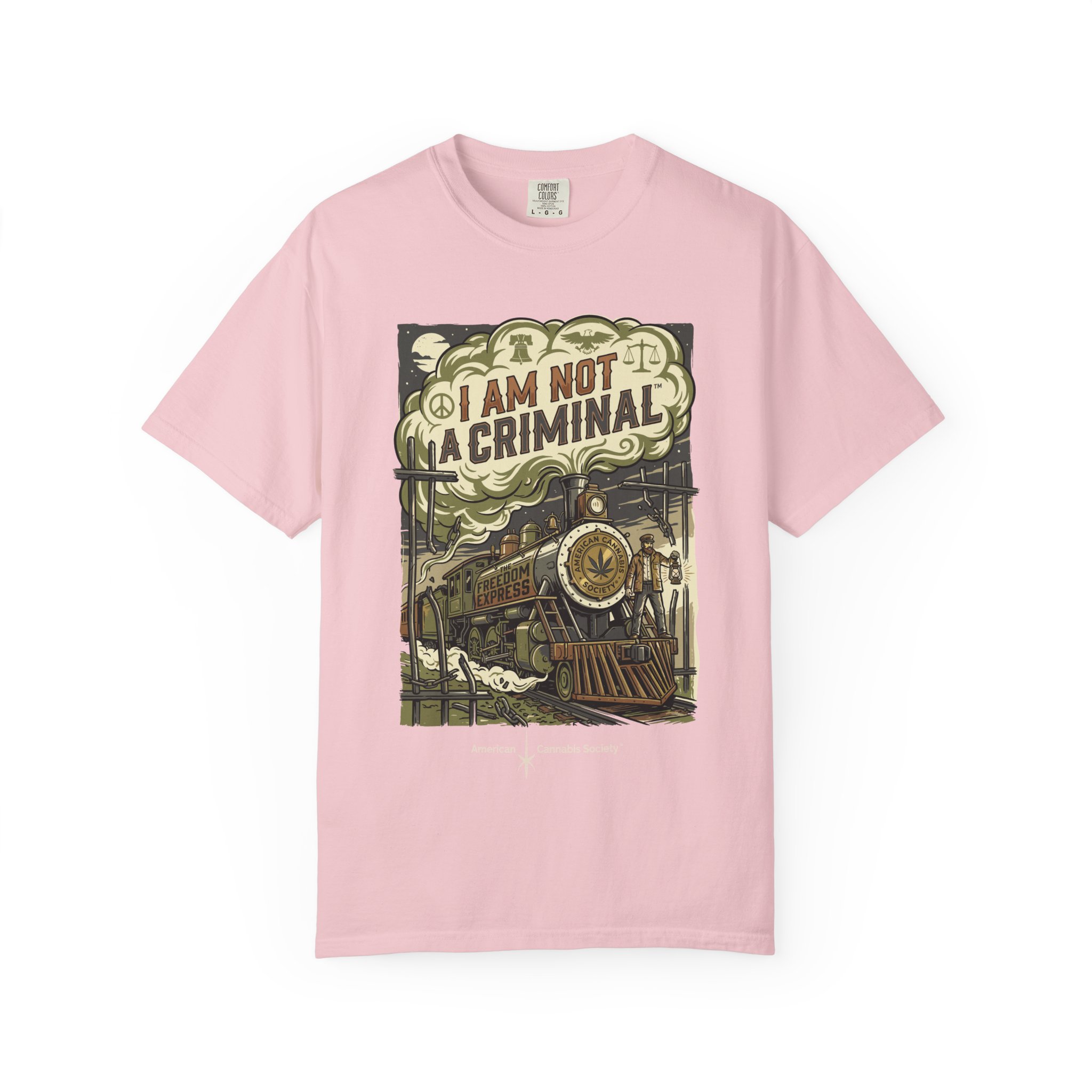 I Am Not a Criminal™ Train Graphic T-Shirt — Vintage Locomotive Cannabis Advocacy Tee - Image 33