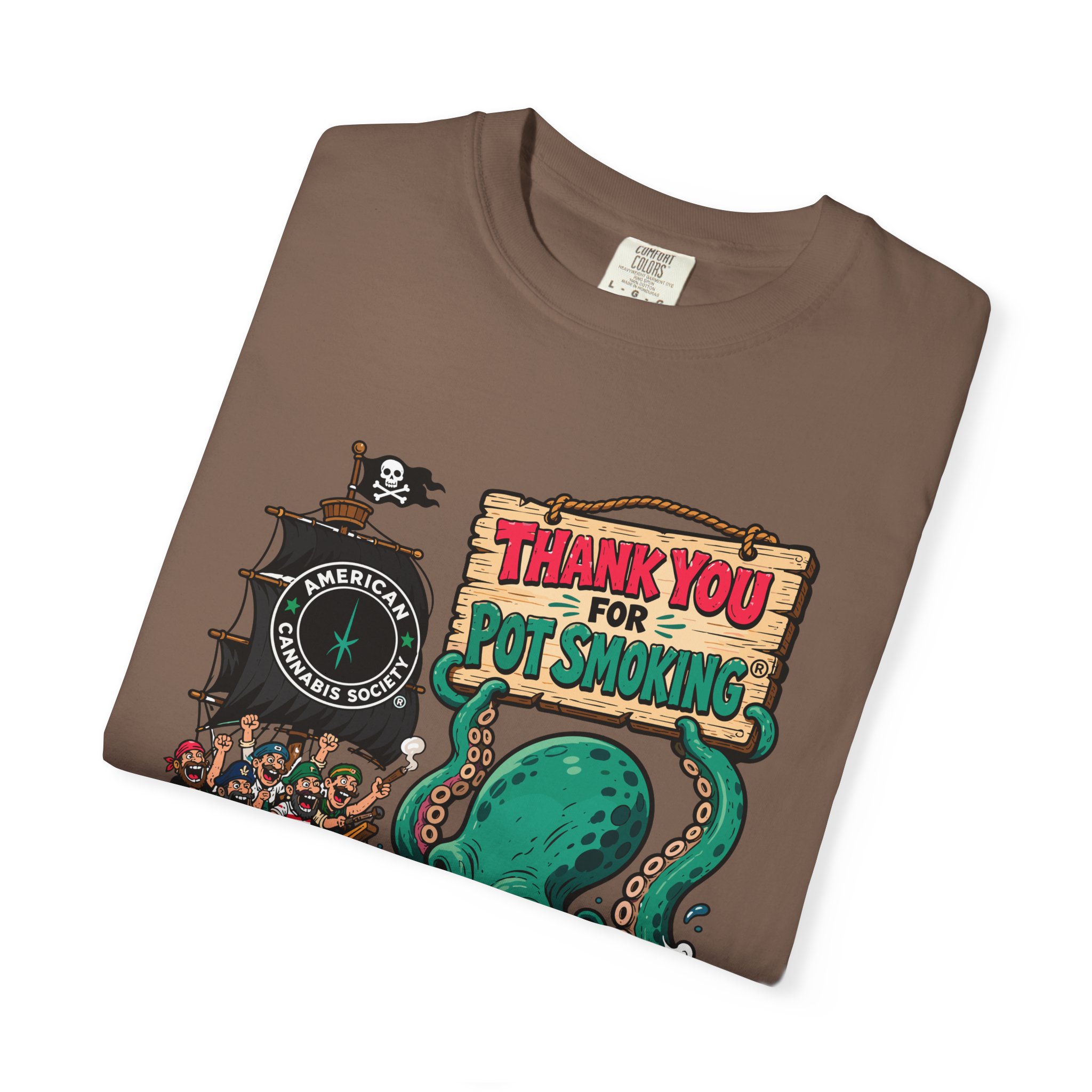 Octopus Pirate Graphic T-Shirt — Thank You For Pot Smoking® Vintage Nautical Tee - Image 23