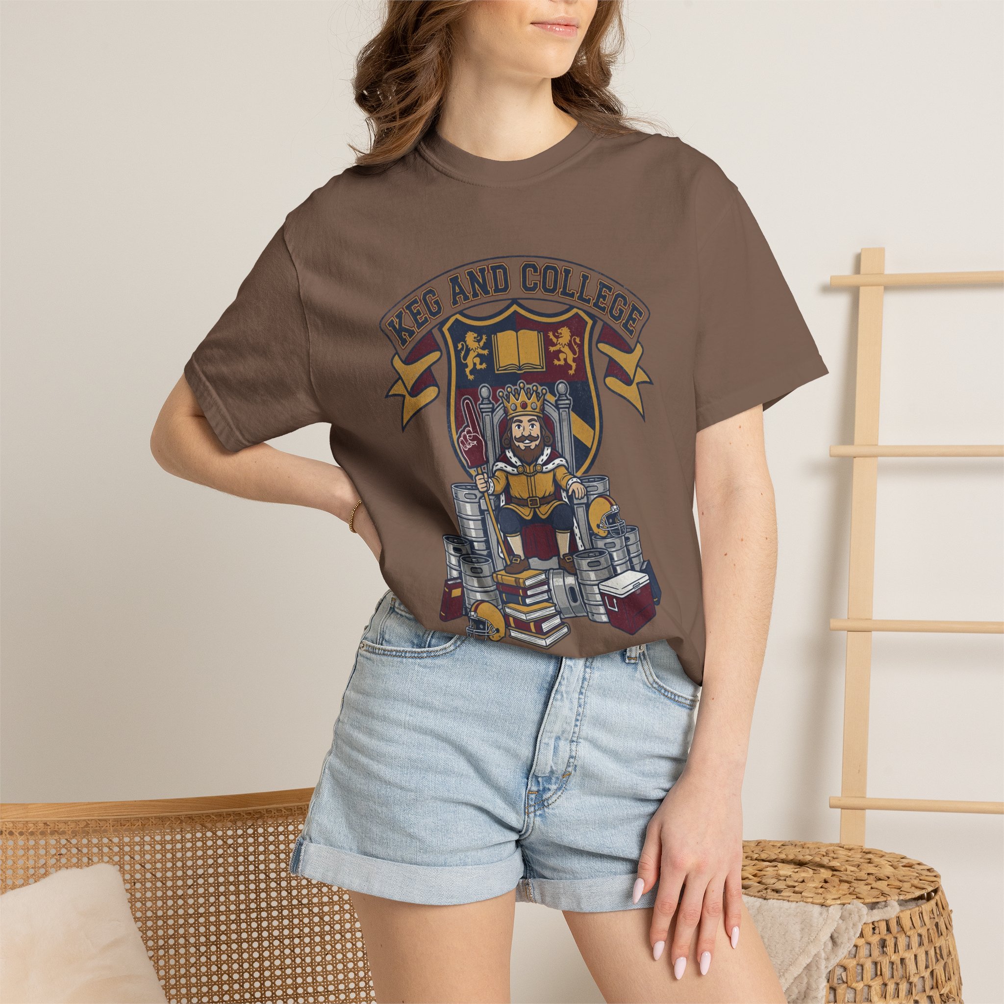 Keg and College T-Shirt — Vintage Crest Graphic Tee - Image 28
