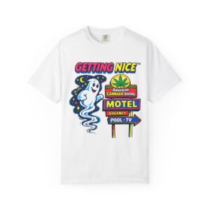 Getting Nice™ Motel Tee — Retro Cannabis Ghost Graphic