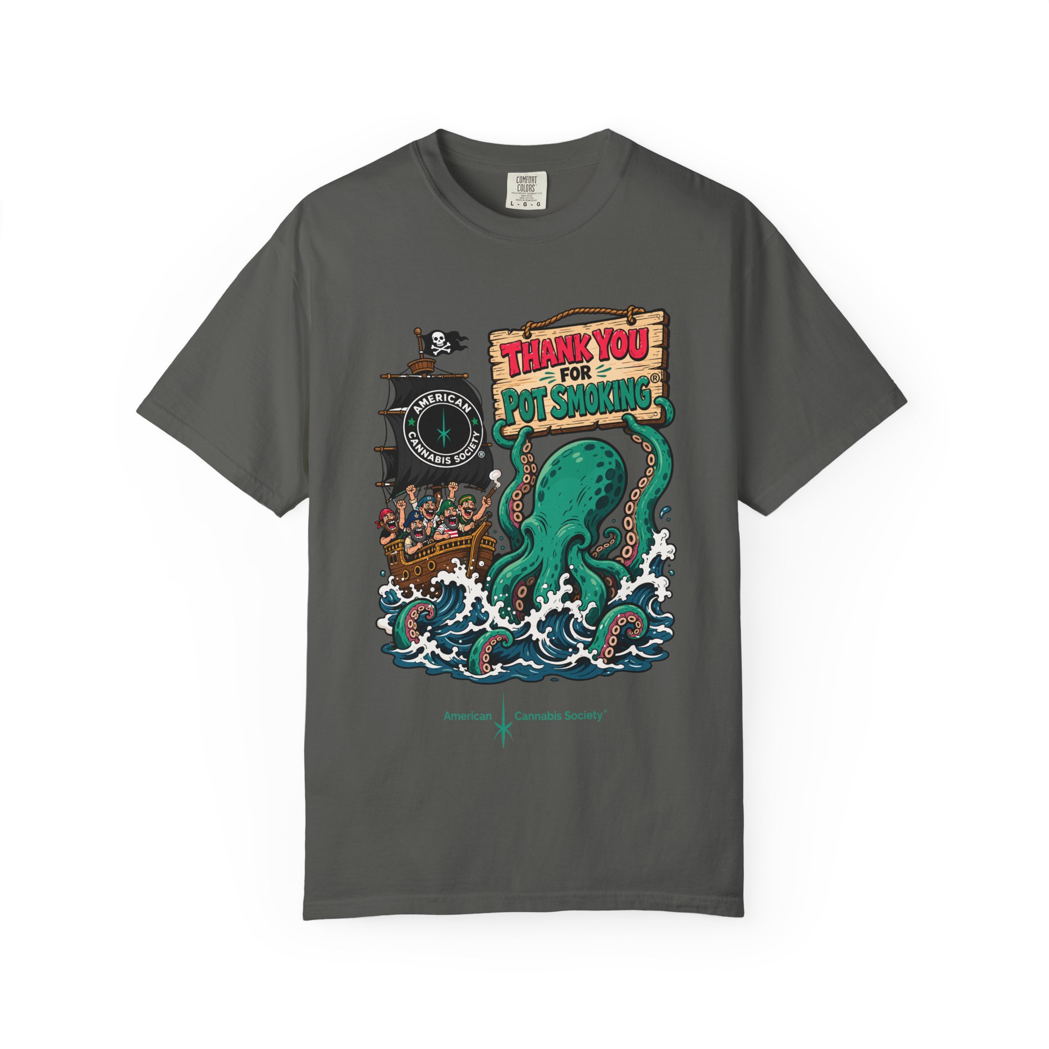 Octopus Pirate Graphic T-Shirt — Thank You For Pot Smoking® Vintage Nautical Tee - Image 25