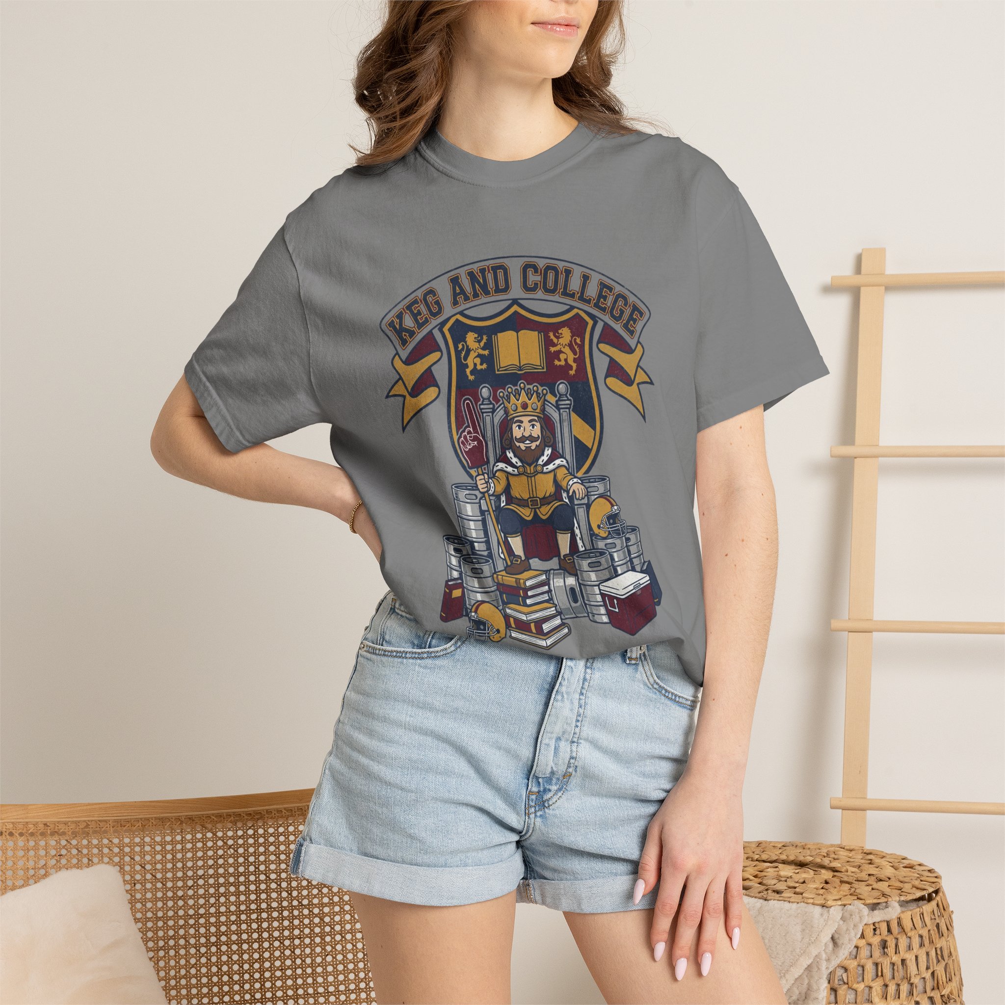 Keg and College T-Shirt — Vintage Crest Graphic Tee - Image 36
