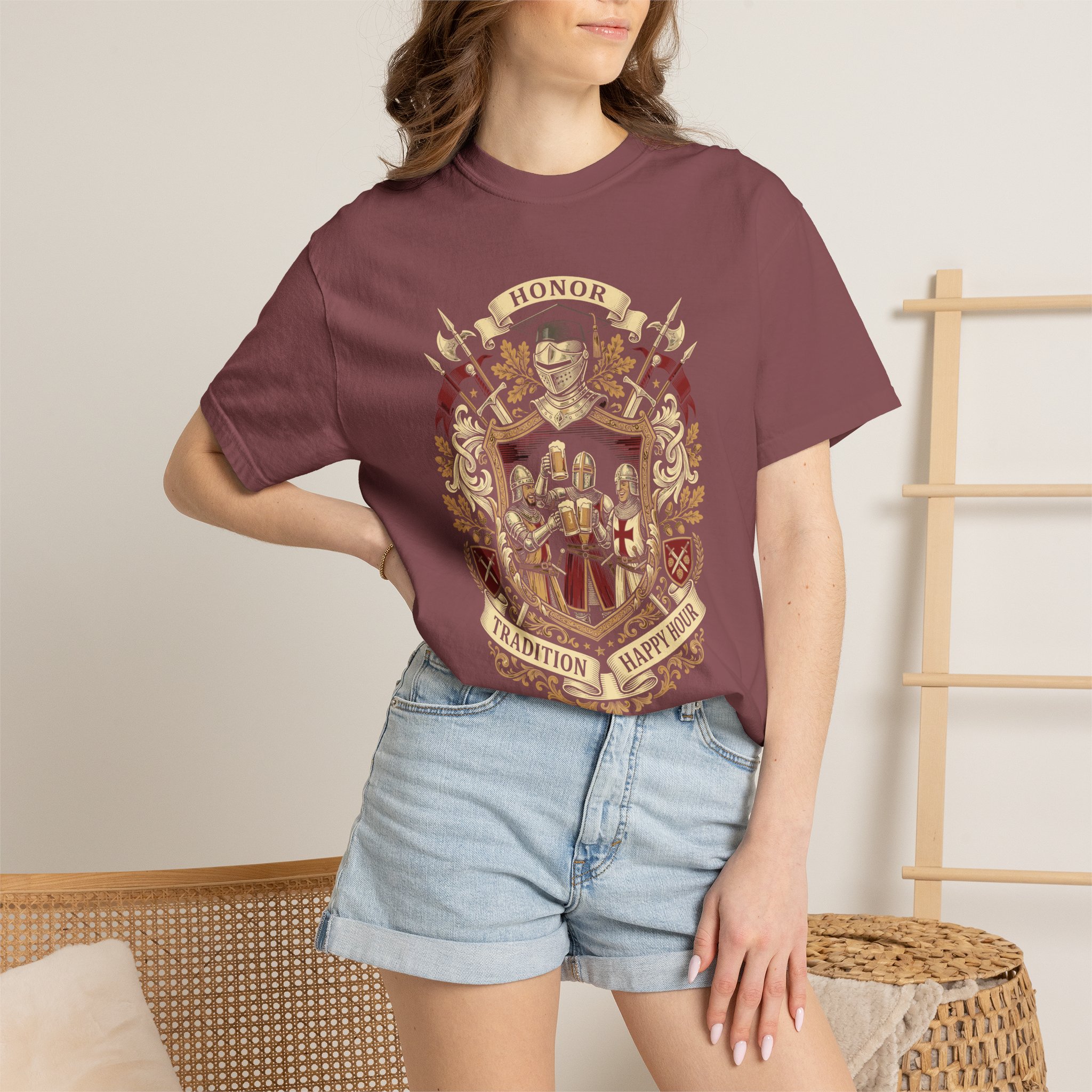 Heraldic Crest Graphic T-Shirt — Vintage Shield & Banner Design - Image 16