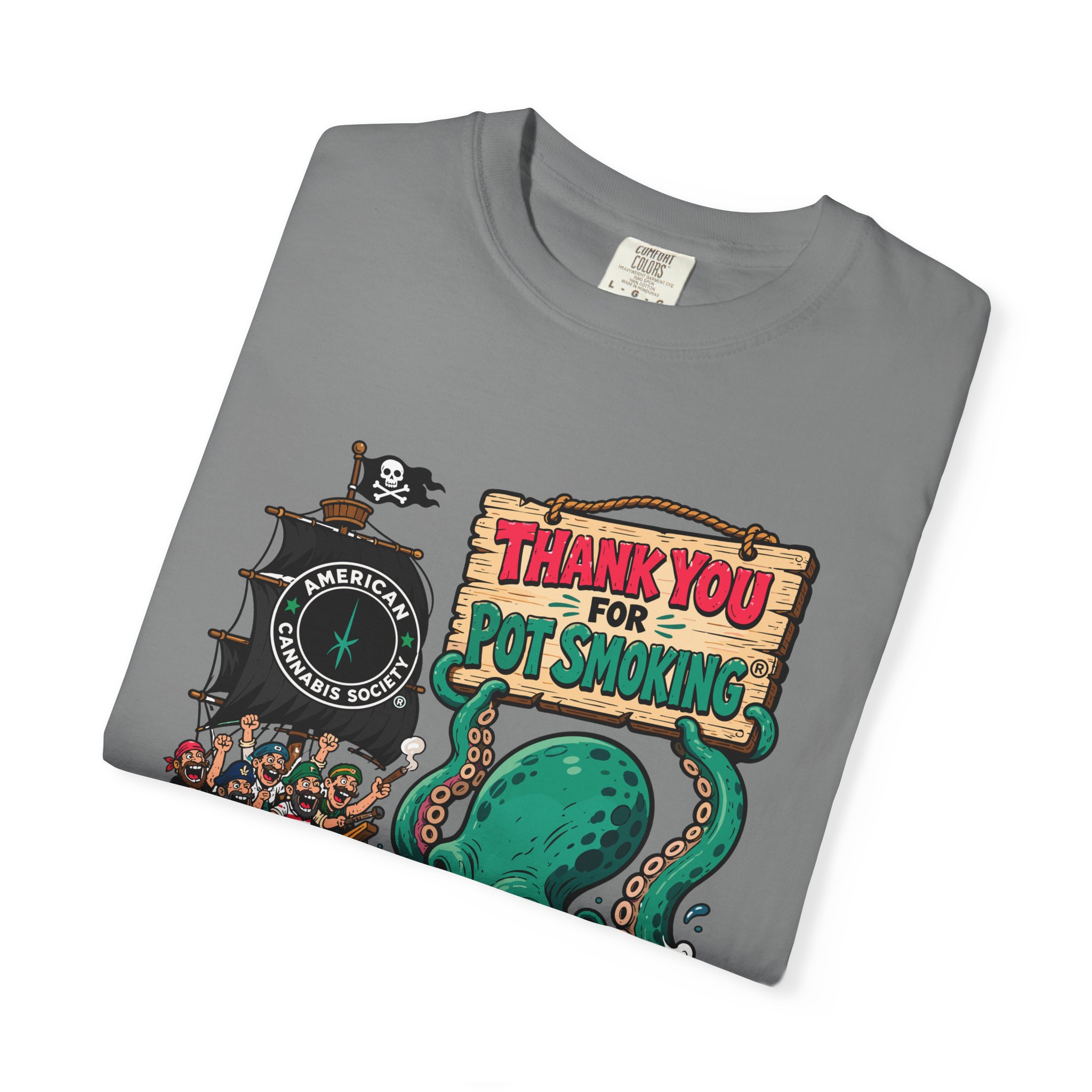 Octopus Pirate Graphic T-Shirt — Thank You For Pot Smoking® Vintage Nautical Tee - Image 31