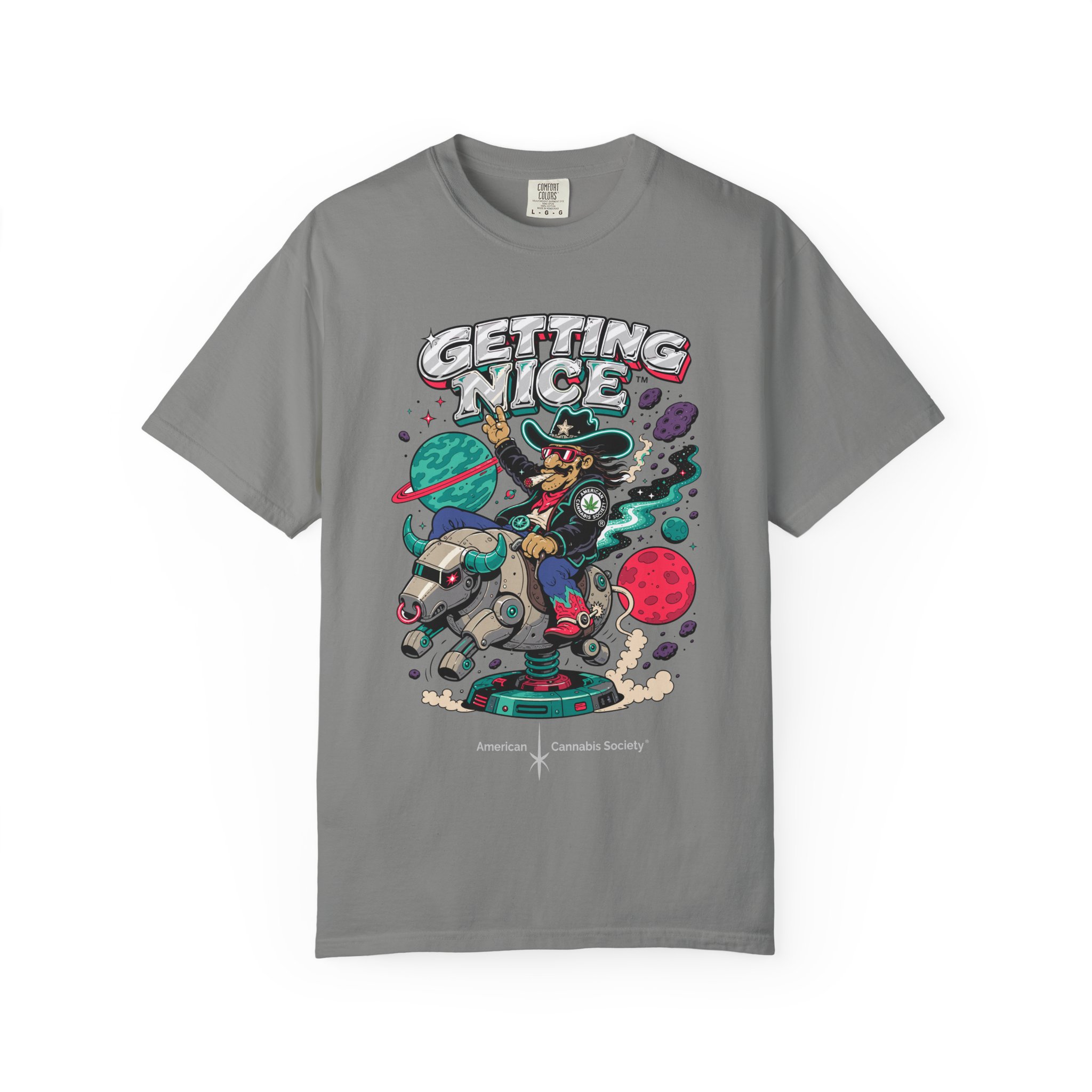 Getting Nice™ Space Cat Tee — Cosmic Cannabis Graphic - Image 8