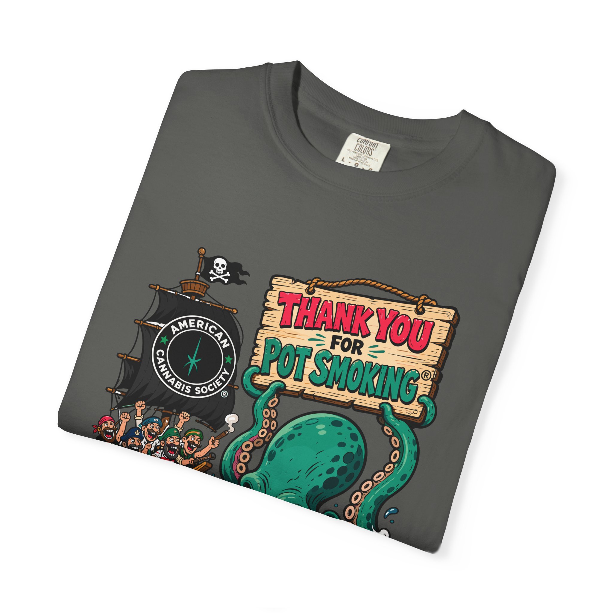 Octopus Pirate Graphic T-Shirt — Thank You For Pot Smoking® Vintage Nautical Tee - Image 27