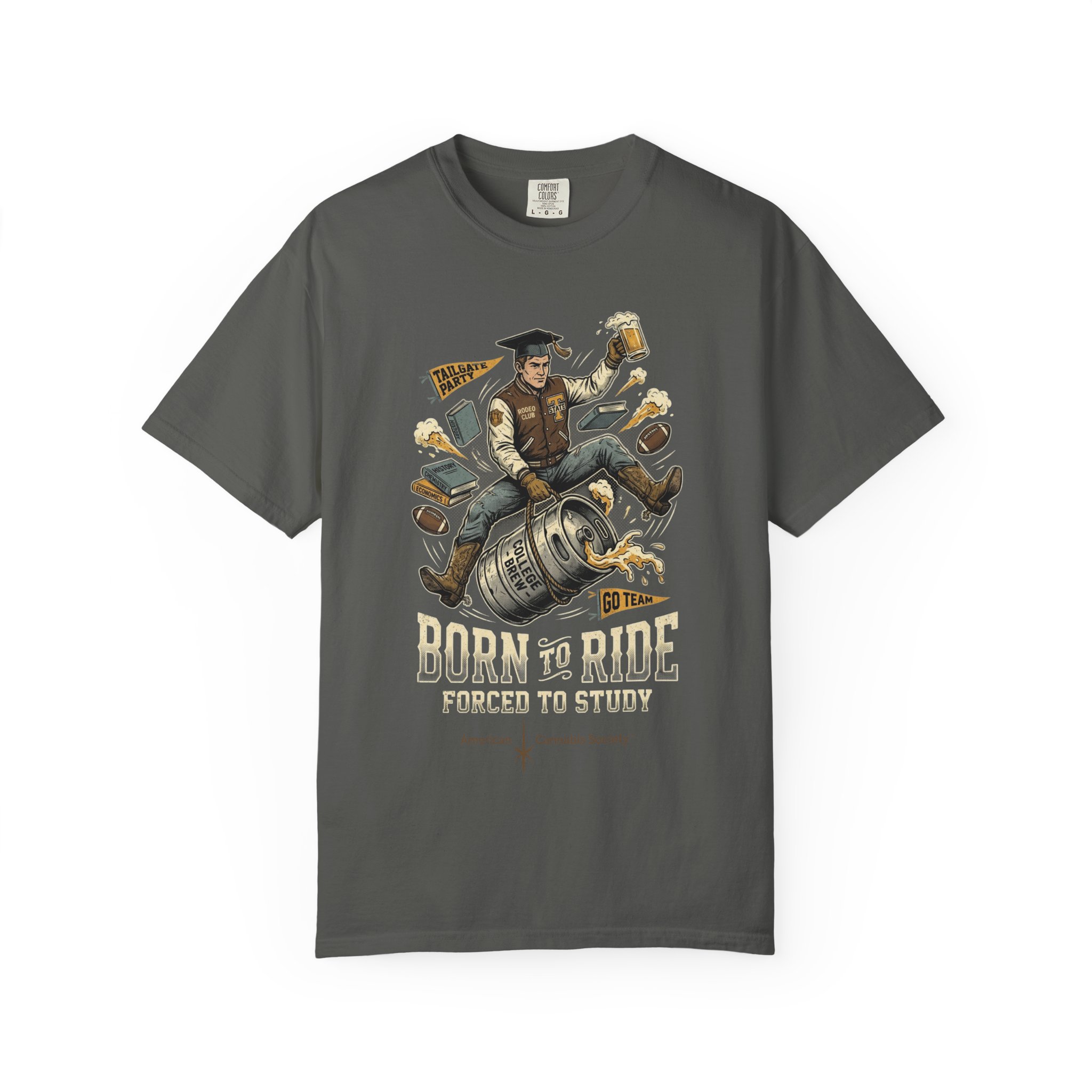 Born to Ride, Forced to Study — College Tailgate Graphic T-Shirt - Image 29