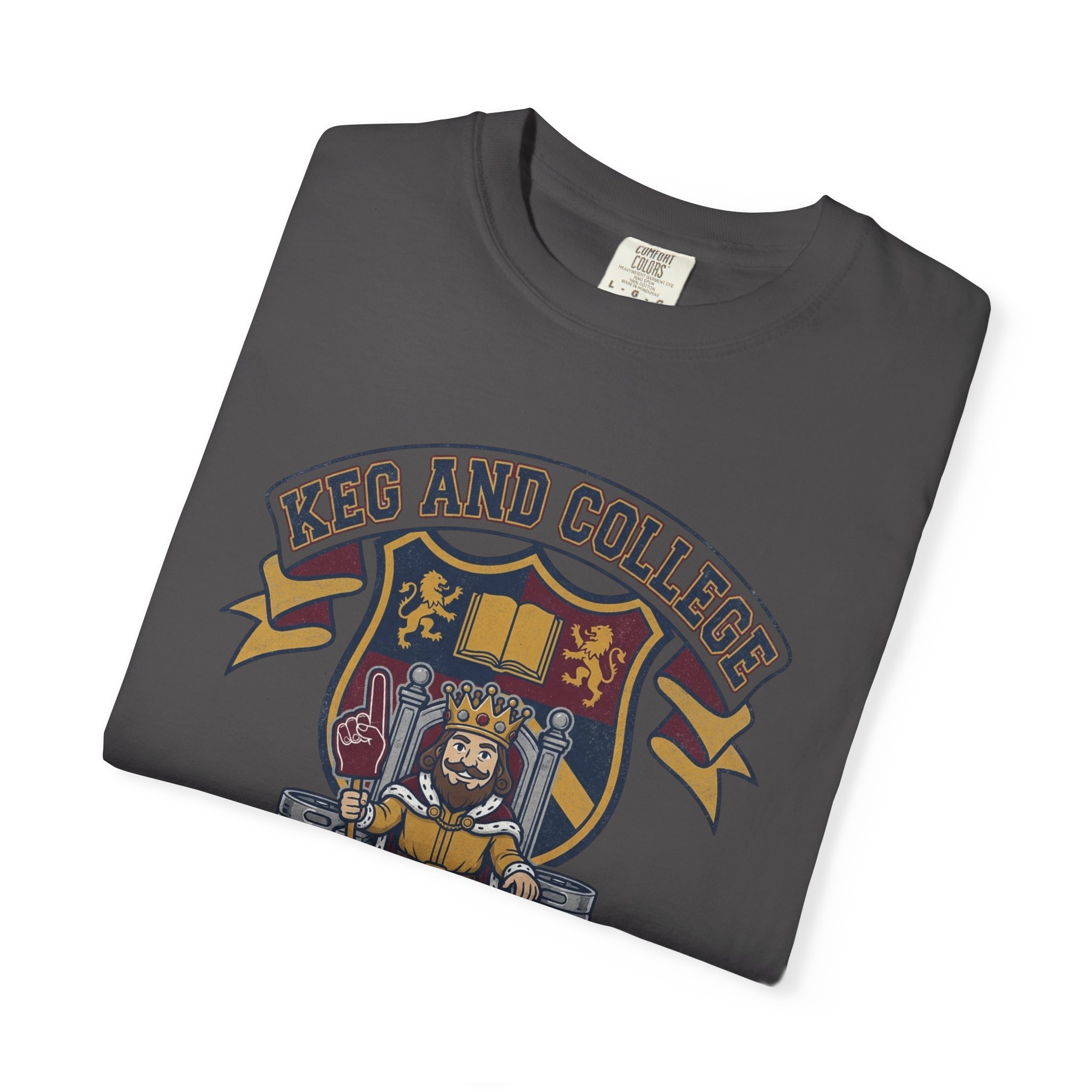 Keg and College T-Shirt — Vintage Crest Graphic Tee - Image 47