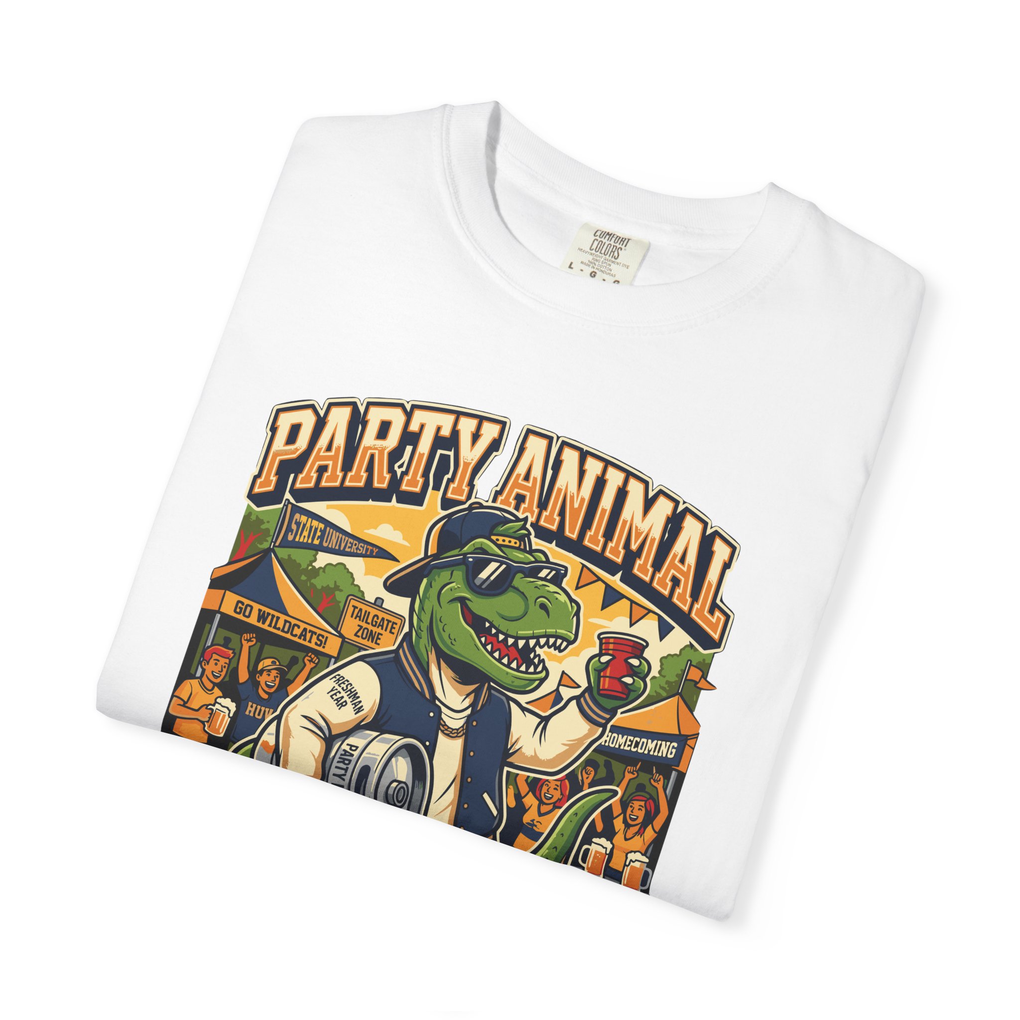 Party Animal T-Shirt — Dinosaur BBQ Beer Graphic Tee - Image 3