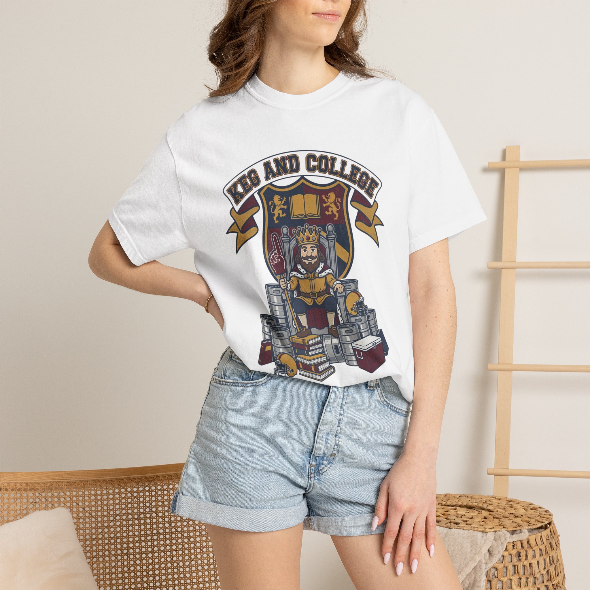Keg and College T-Shirt — Vintage Crest Graphic Tee - Image 8