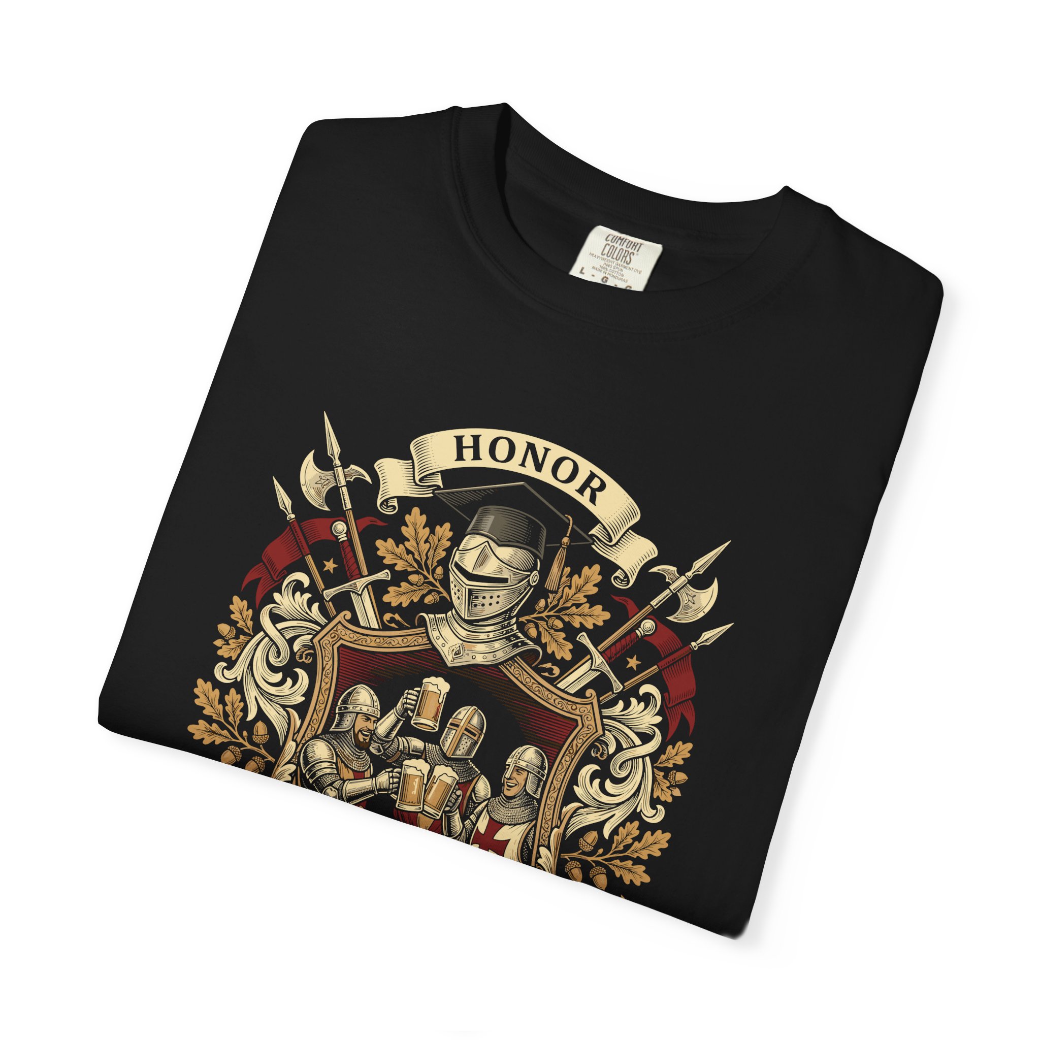 Heraldic Crest Graphic T-Shirt — Vintage Shield & Banner Design - Image 47