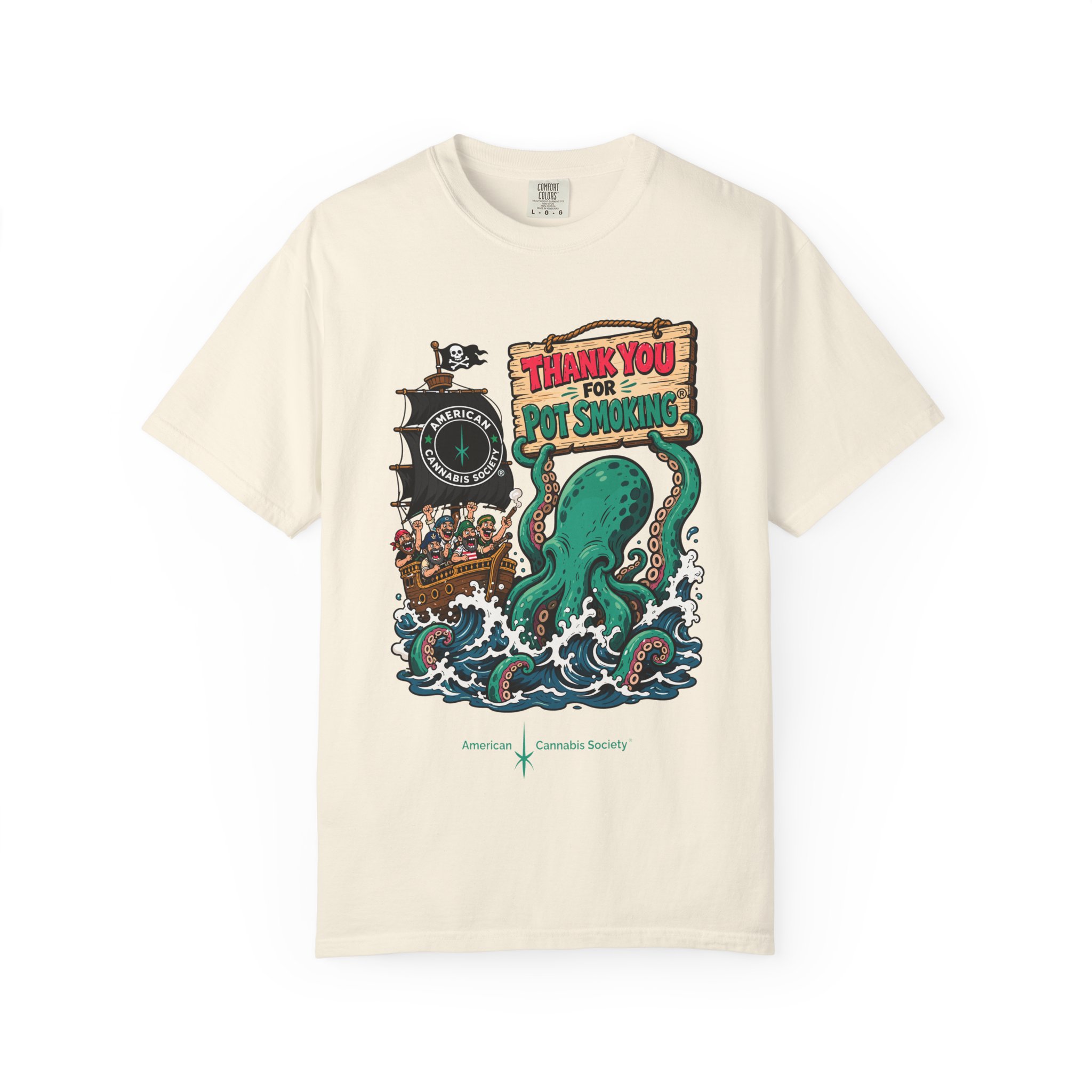 Octopus Pirate Graphic T-Shirt — Thank You For Pot Smoking® Vintage Nautical Tee - Image 13