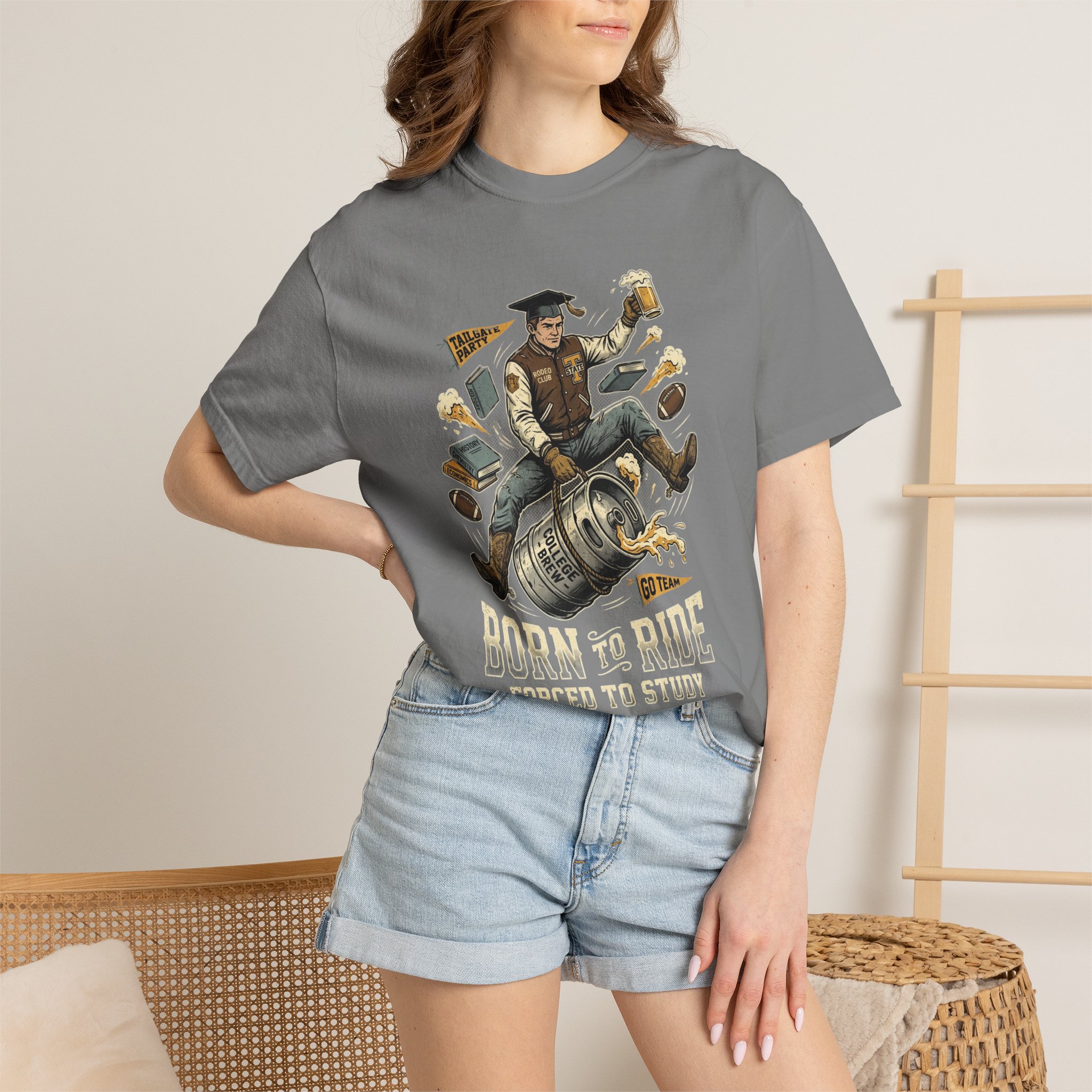 Born to Ride, Forced to Study — College Tailgate Graphic T-Shirt - Image 36