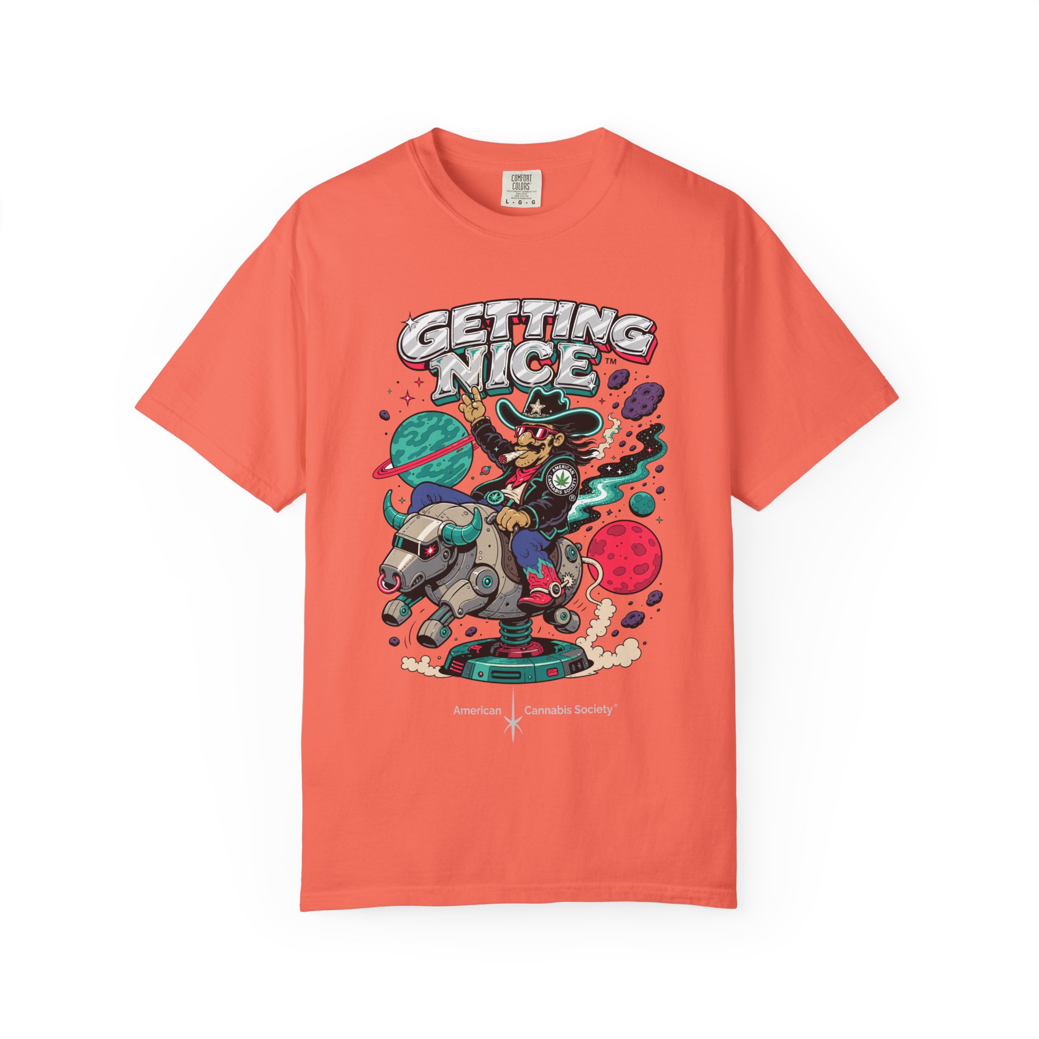 Getting Nice™ Space Cat Tee — Cosmic Cannabis Graphic - Image 4