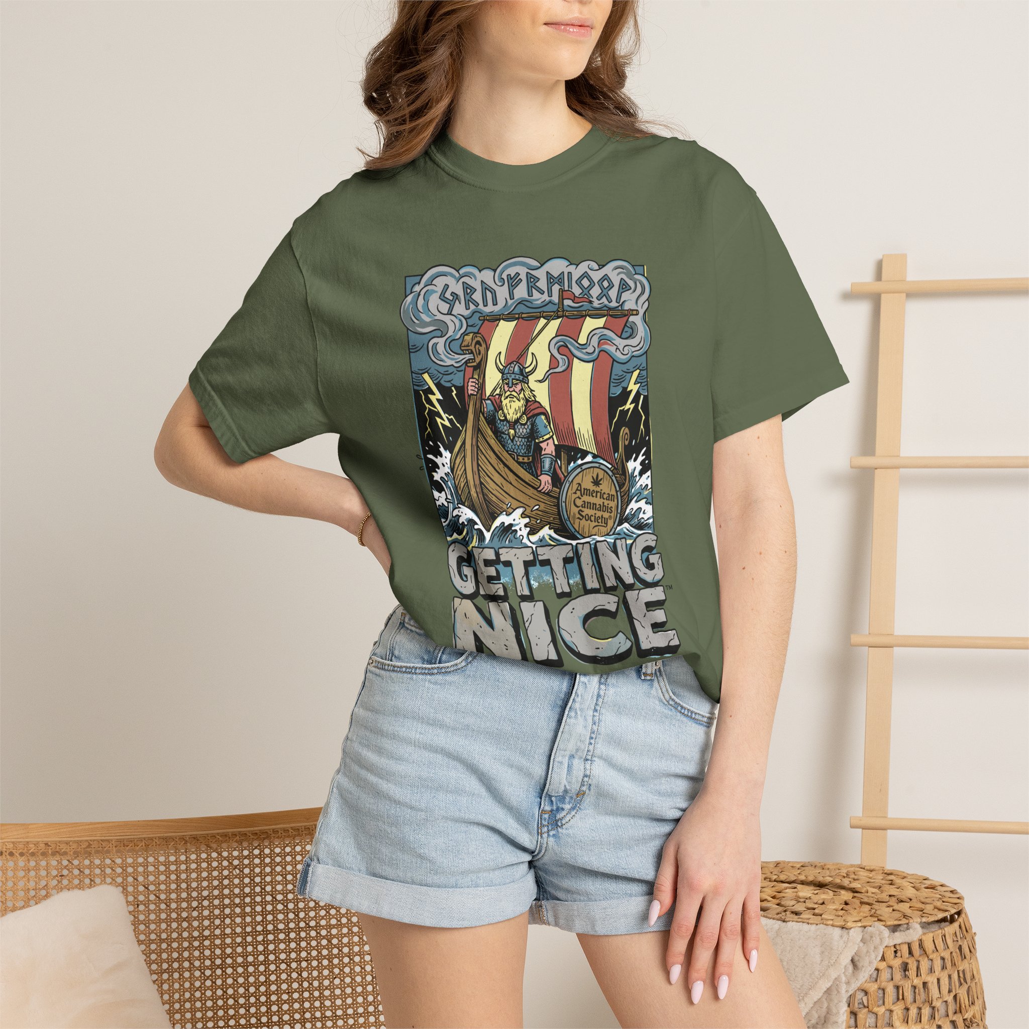 Viking Ship 'Getting Nice' Graphic T‑Shirt — Retro Norse Adventure Tee - Image 42