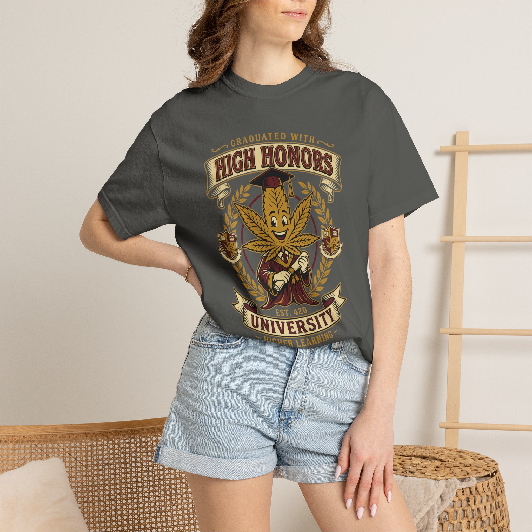 High Honors University T-Shirt — "Graduated with High Honors" Retro Marijuana College Tee - Image 32