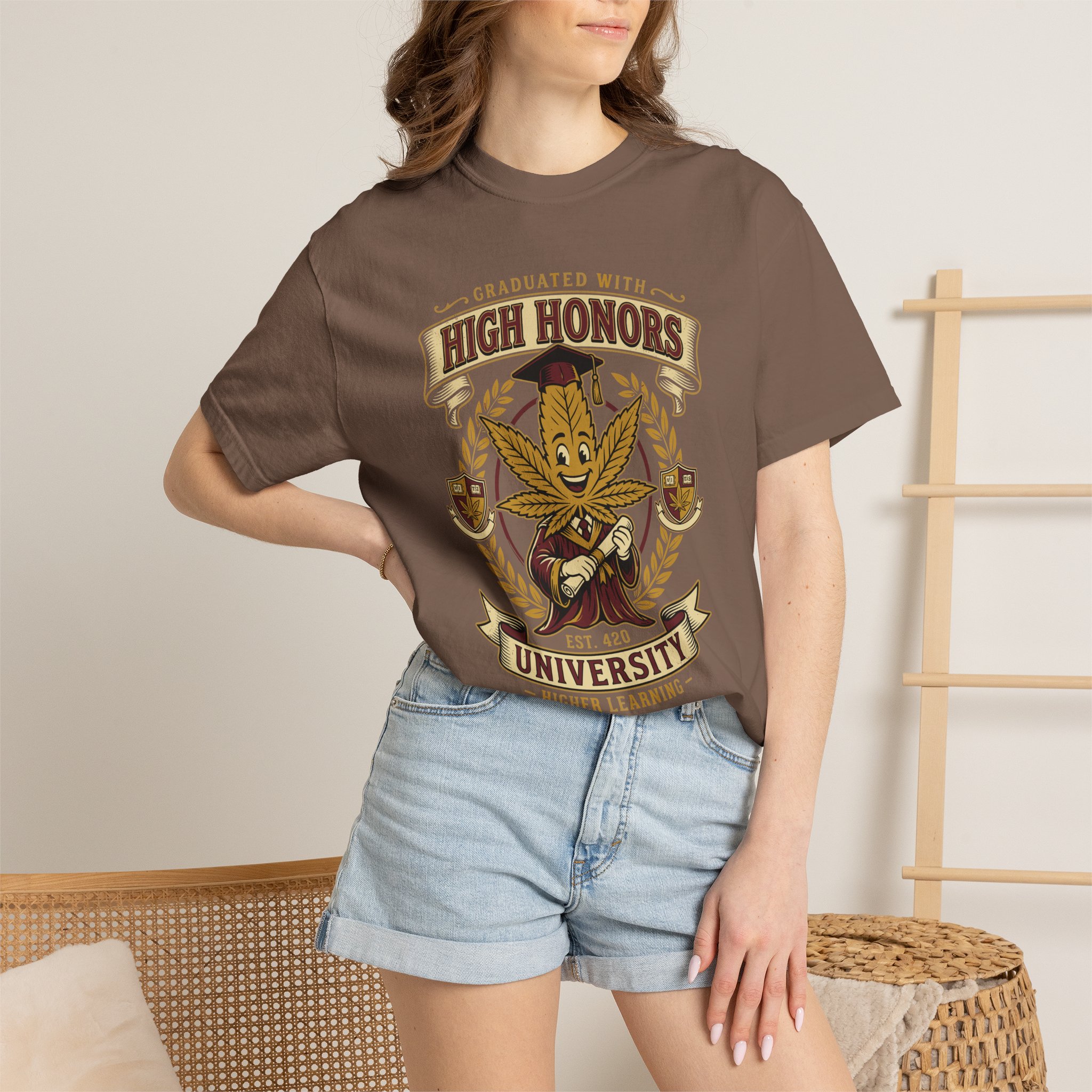 High Honors University T-Shirt — "Graduated with High Honors" Retro Marijuana College Tee - Image 28