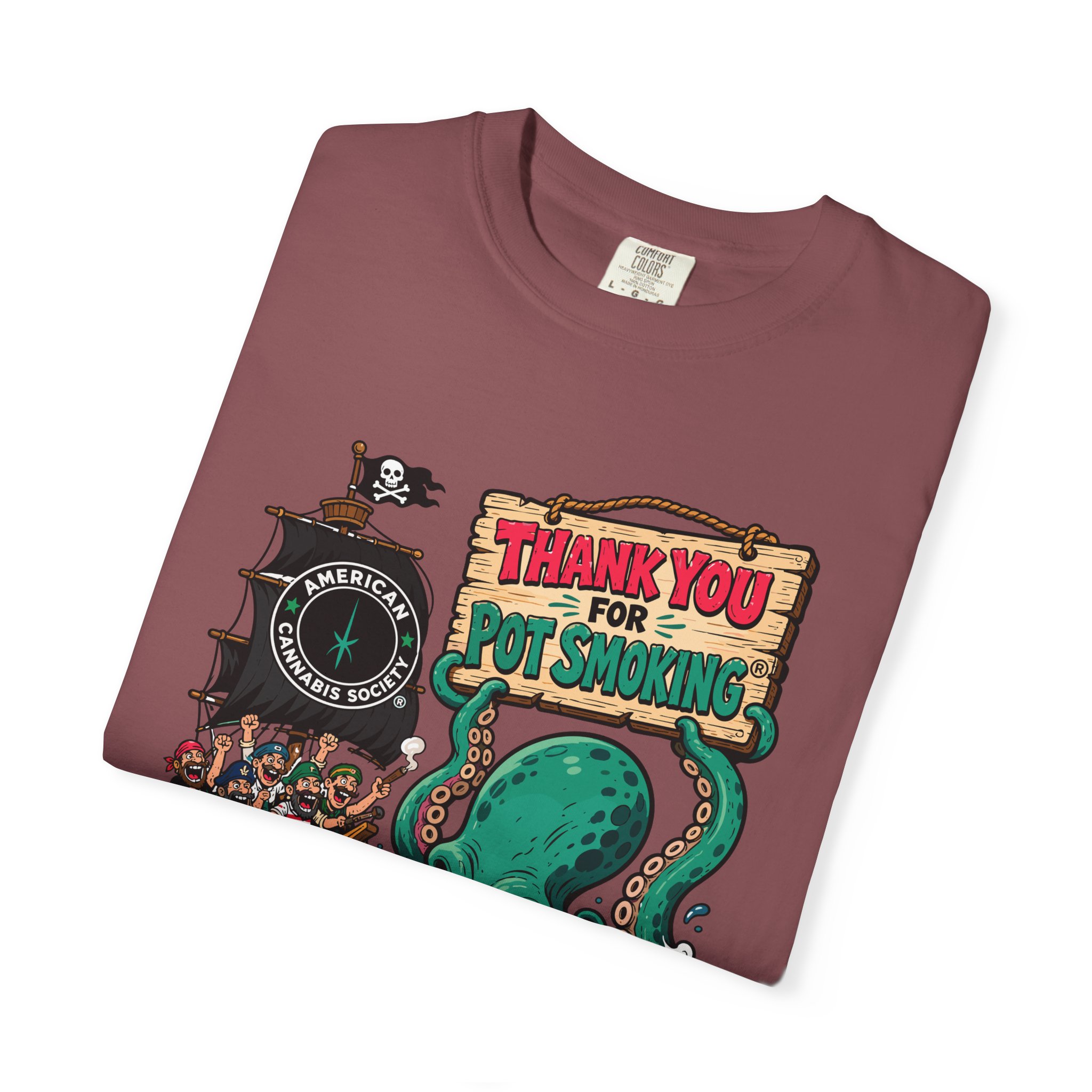 Octopus Pirate Graphic T-Shirt — Thank You For Pot Smoking® Vintage Nautical Tee - Image 11