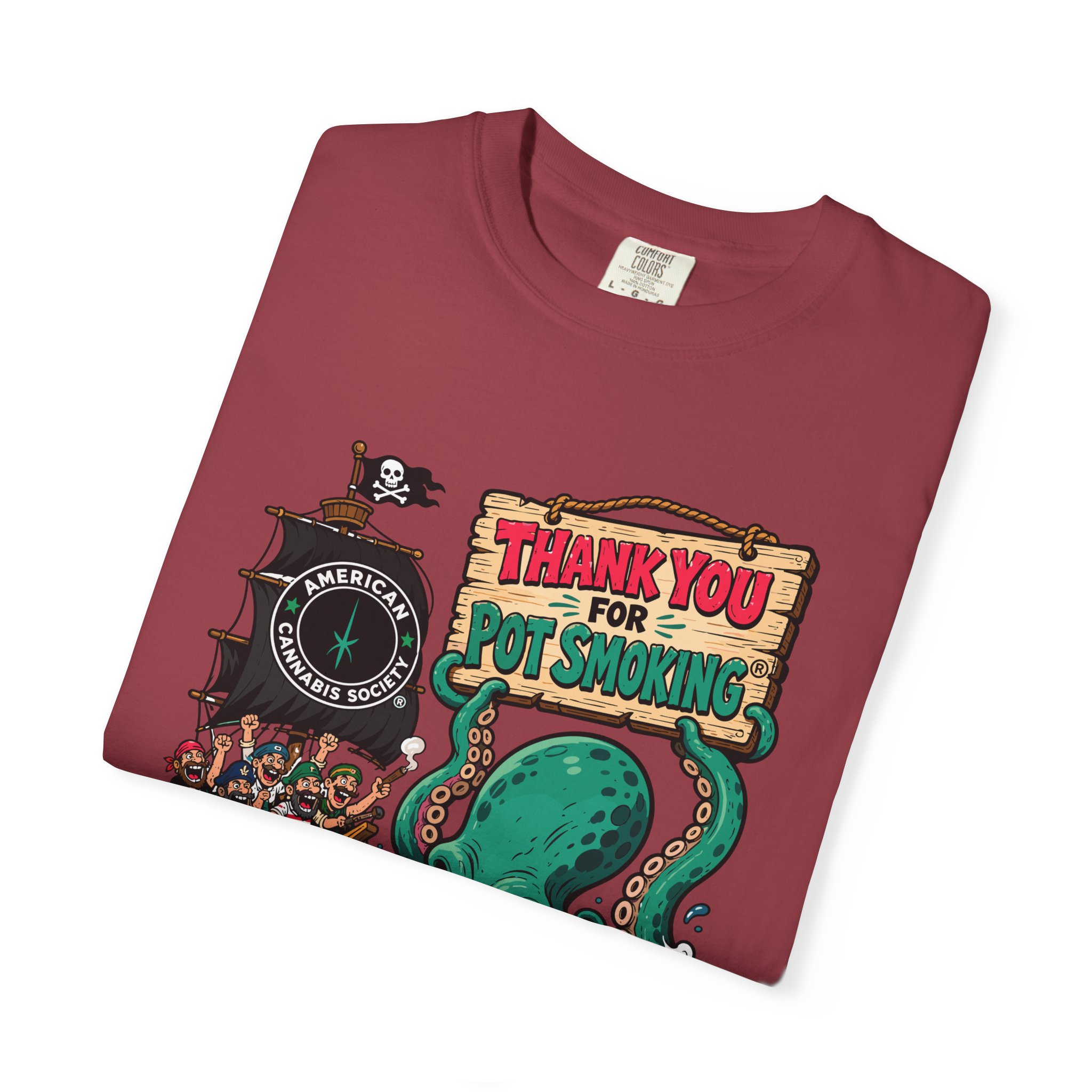 Octopus Pirate Graphic T-Shirt — Thank You For Pot Smoking® Vintage Nautical Tee - Image 55