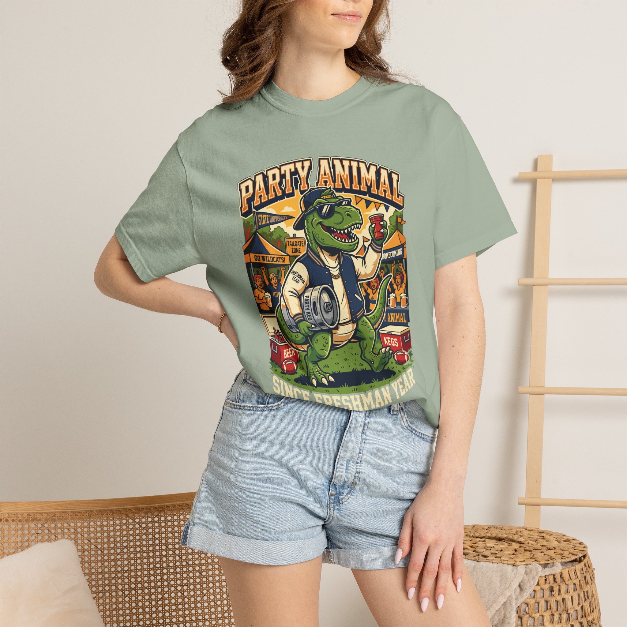 Party Animal T-Shirt — Dinosaur BBQ Beer Graphic Tee - Image 40