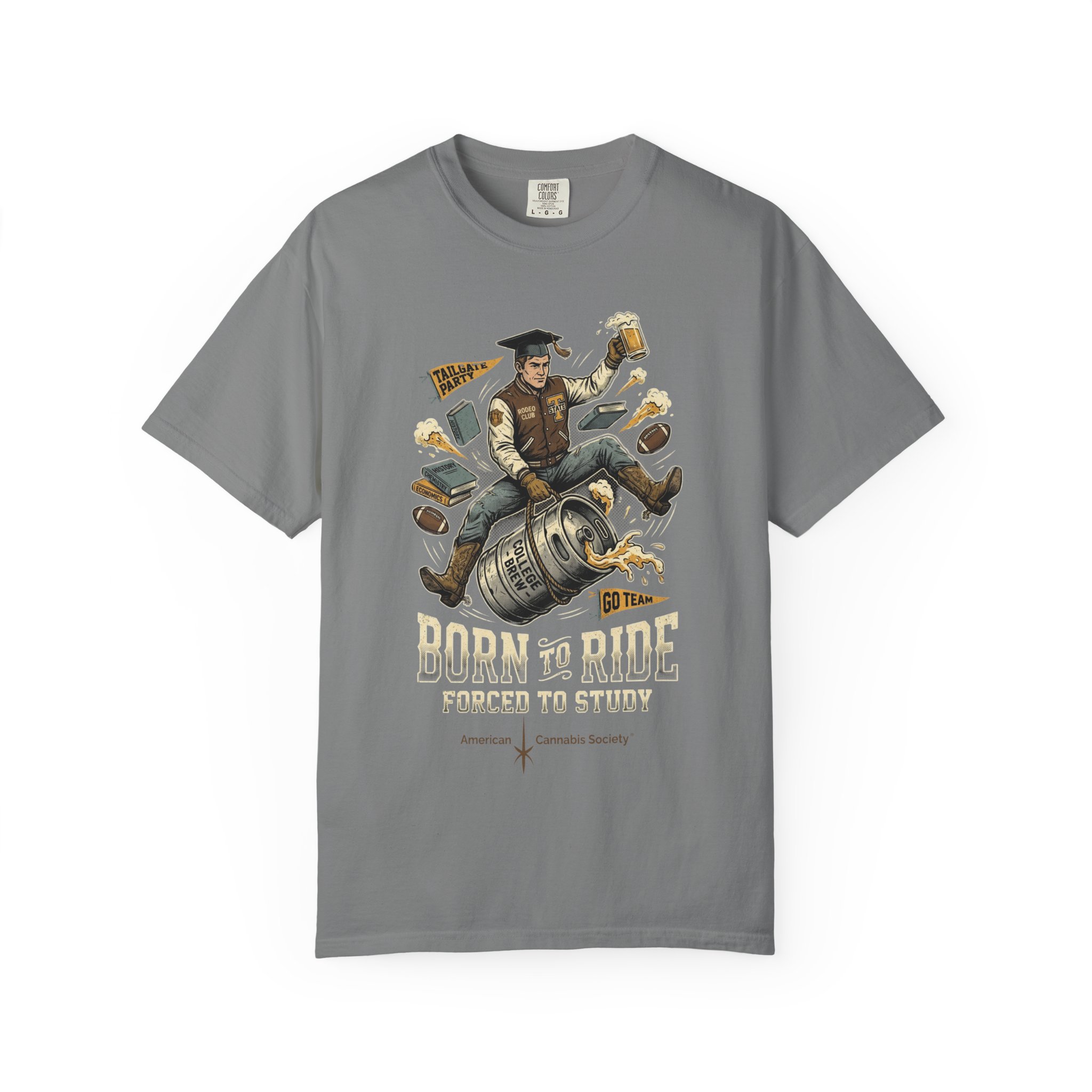 Born to Ride, Forced to Study — College Tailgate Graphic T-Shirt - Image 33