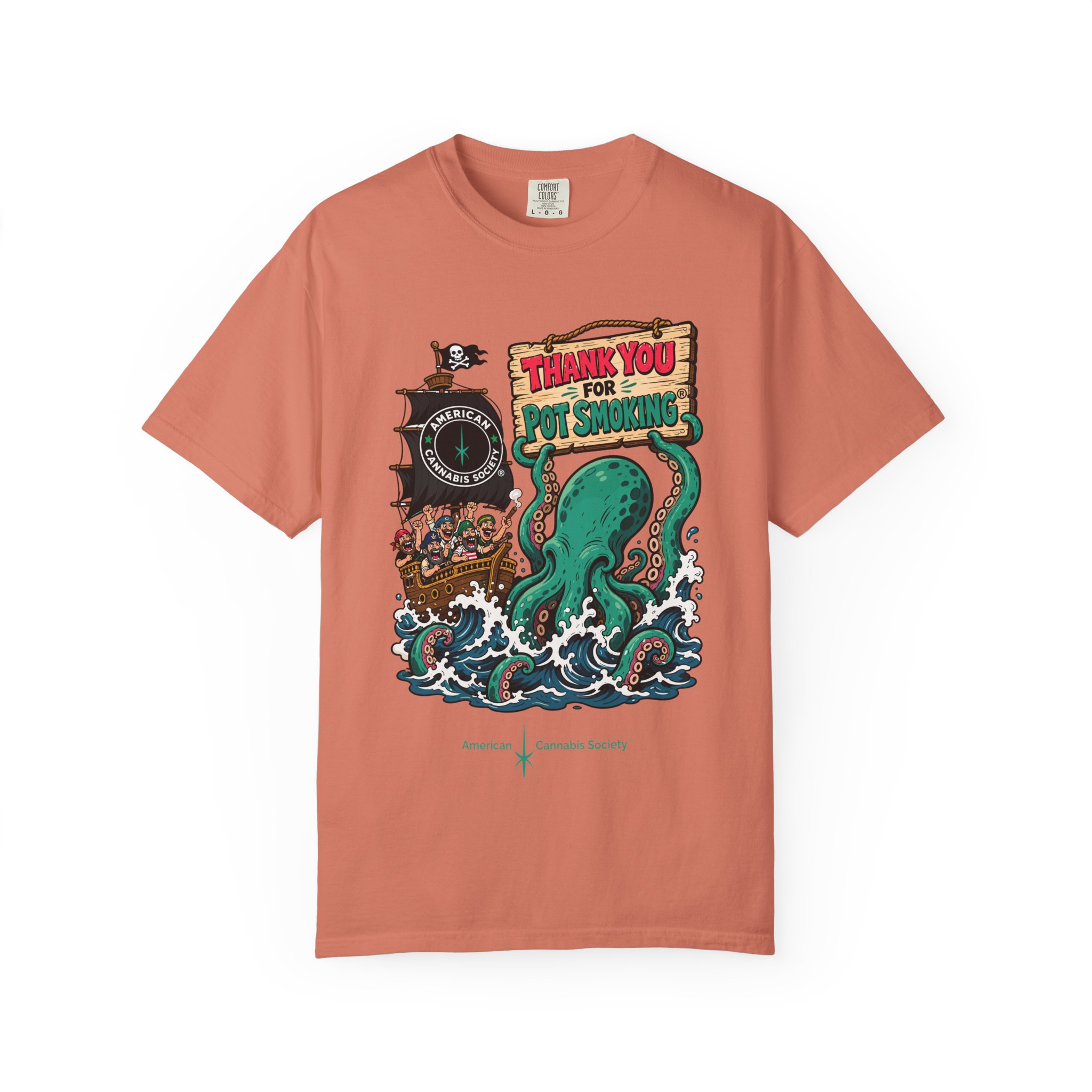 Octopus Pirate Graphic T-Shirt — Thank You For Pot Smoking® Vintage Nautical Tee - Image 5