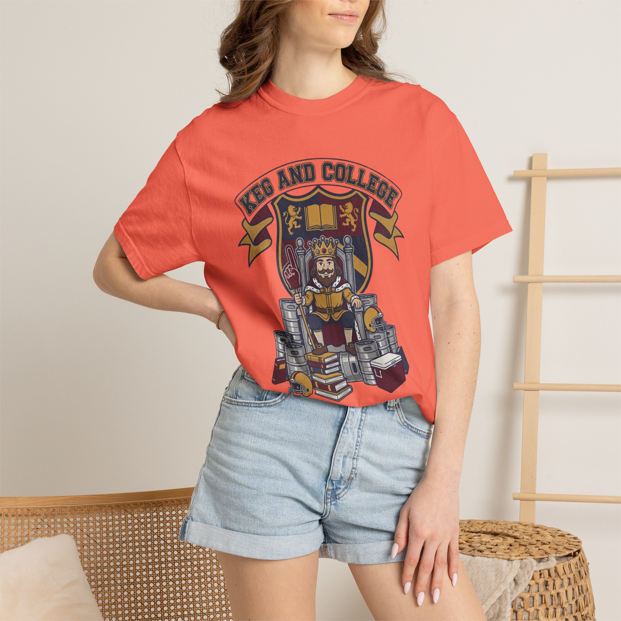 Keg and College T-Shirt — Vintage Crest Graphic Tee - Image 16