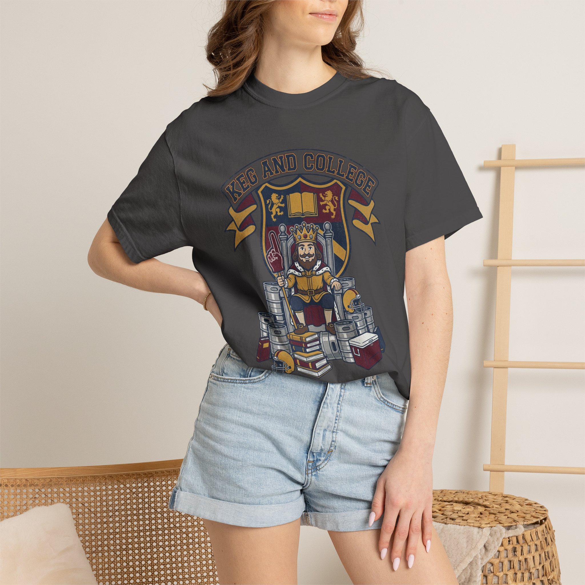 Keg and College T-Shirt — Vintage Crest Graphic Tee - Image 48