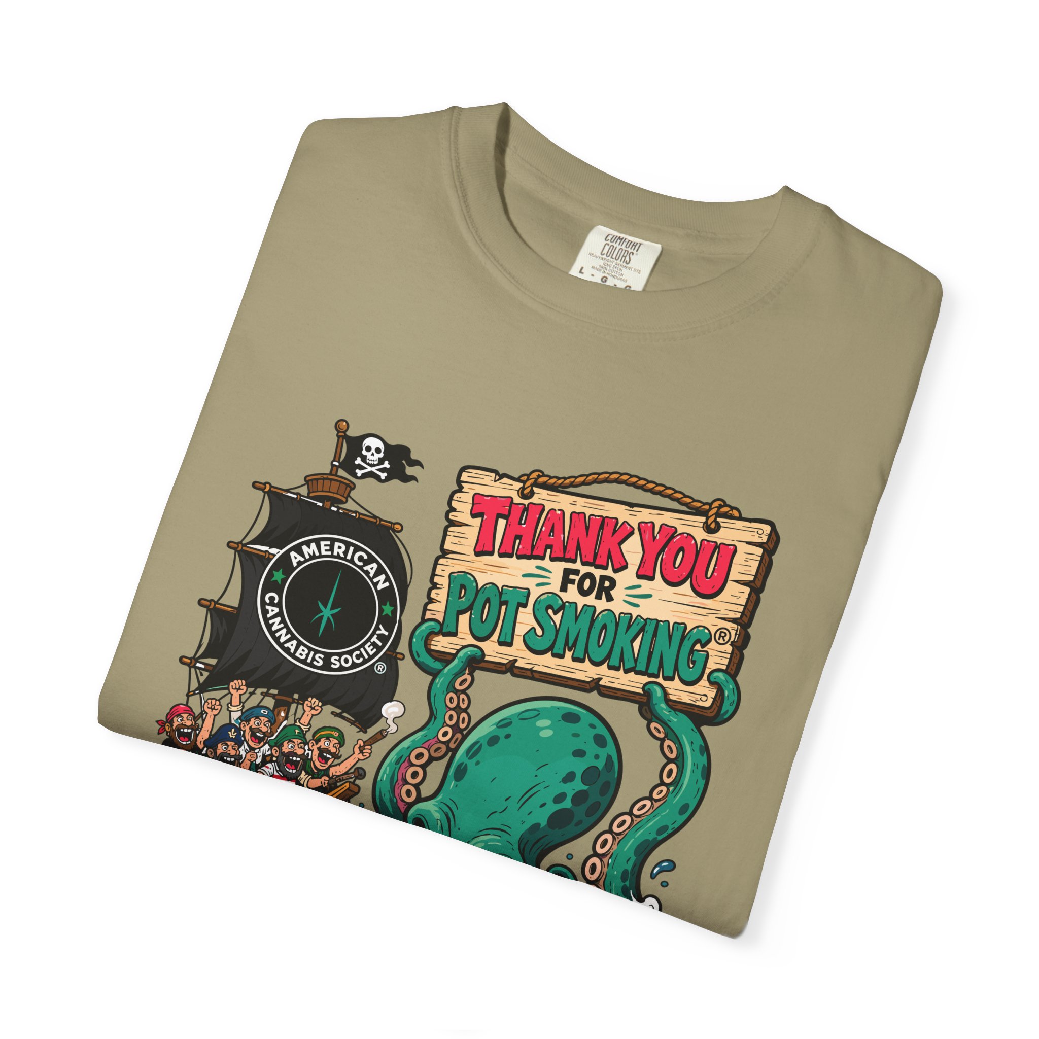 Octopus Pirate Graphic T-Shirt — Thank You For Pot Smoking® Vintage Nautical Tee - Image 19